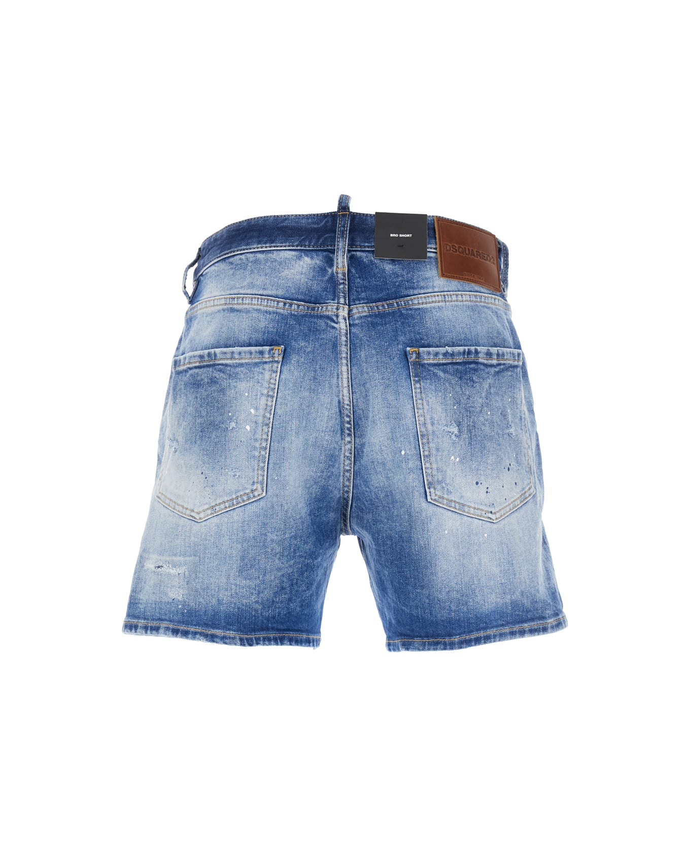 Dsquared2 Blue Jeans With Distressed Effect And Logo Patch On The Back In Denim Man - Blu