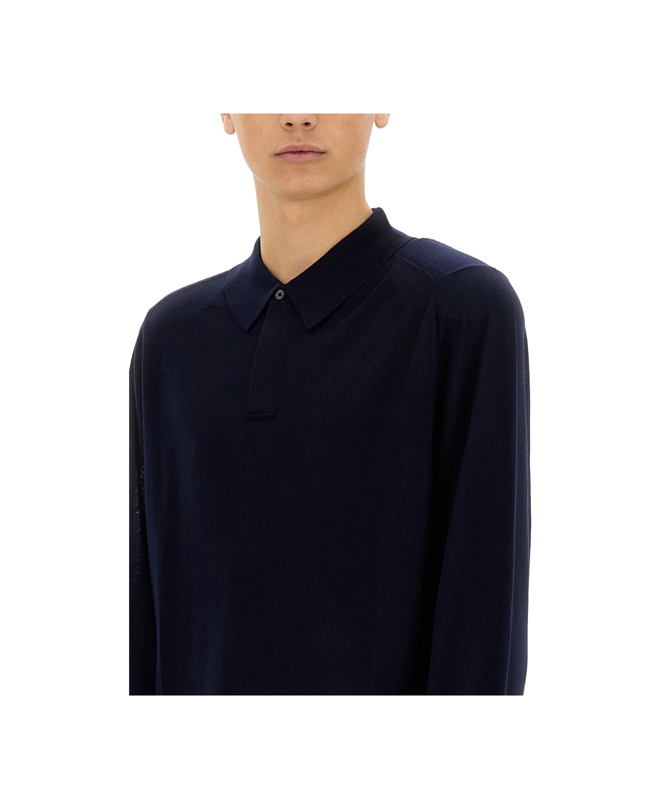 Paul Smith Merino Wool Polo Shirt - BLUE