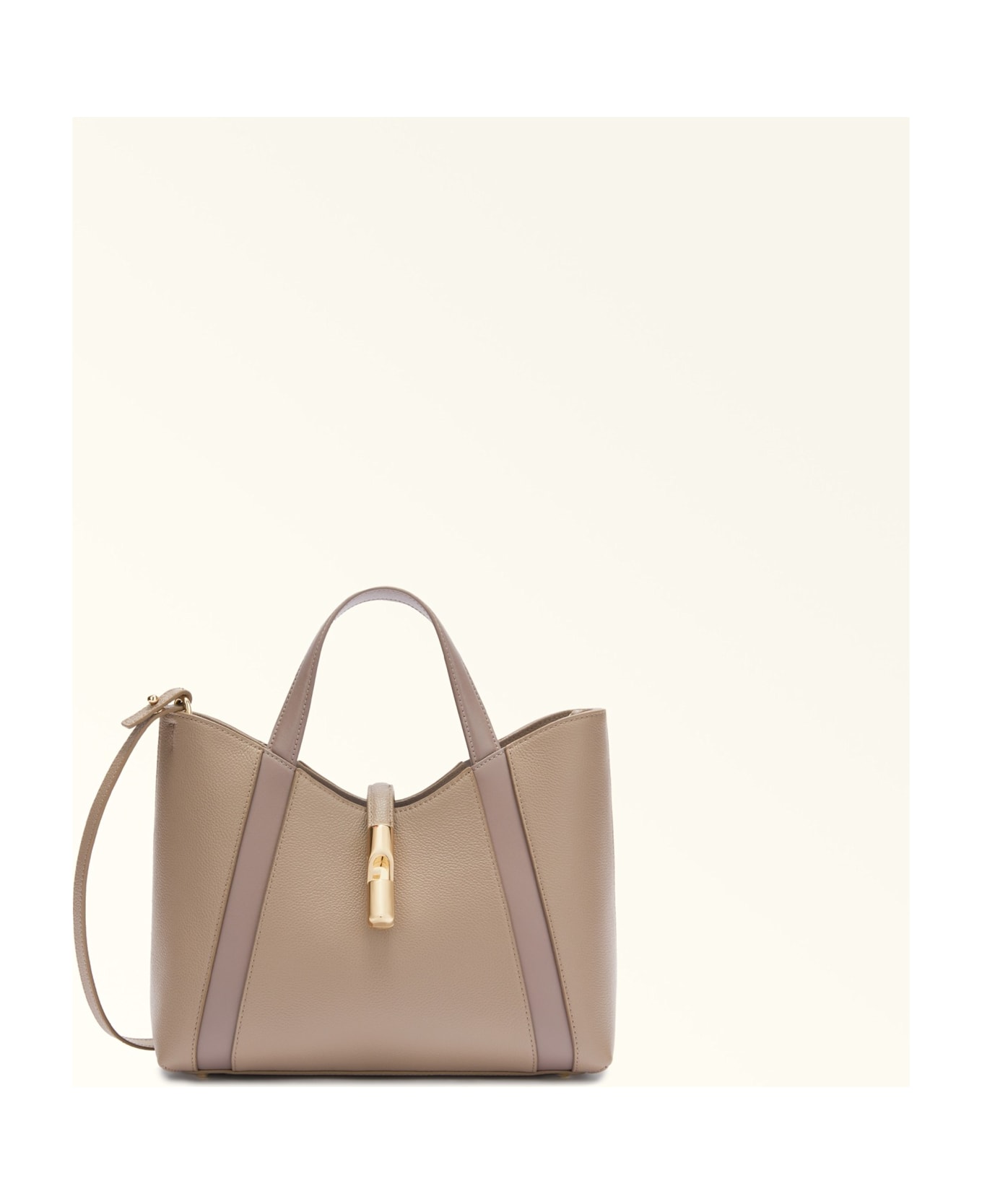 Furla Goccia S Tote Bag In Stucco Color Leather - grey