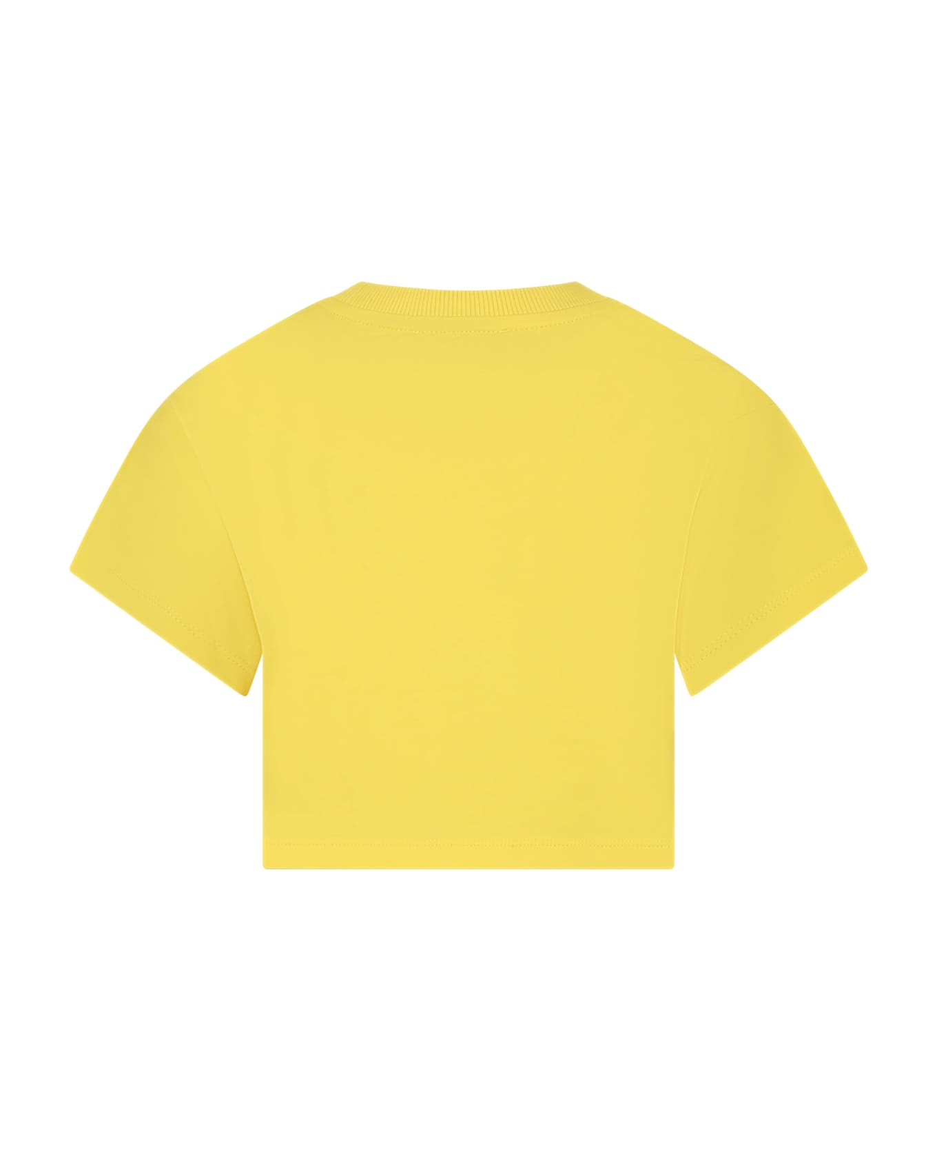 Moschino Yellow T-shirt For Girl With Multicolor Print And Logo - Yellow