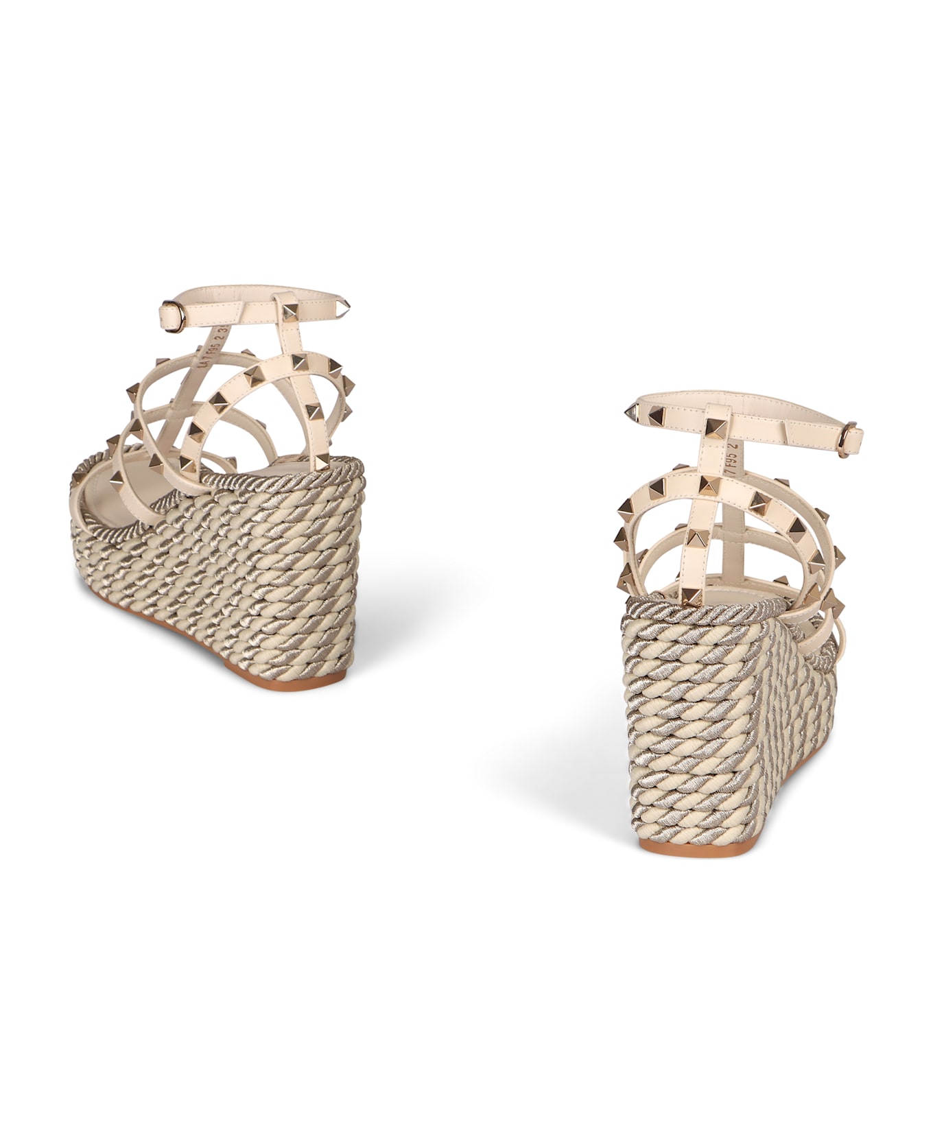 Valentino Garavani Rockstud Leather Wedges - panna