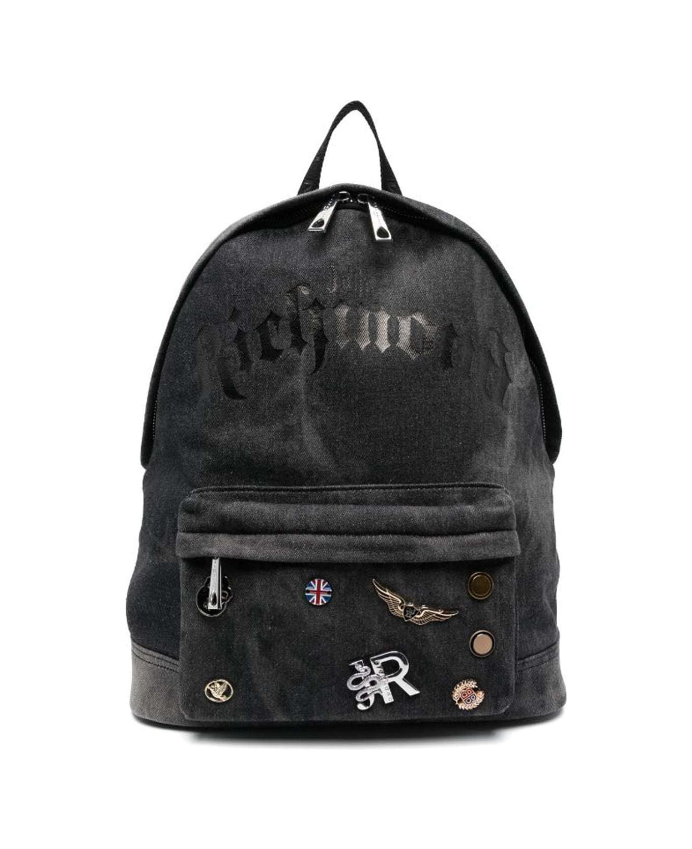John Richmond Backpack With Print And Logo - Nero