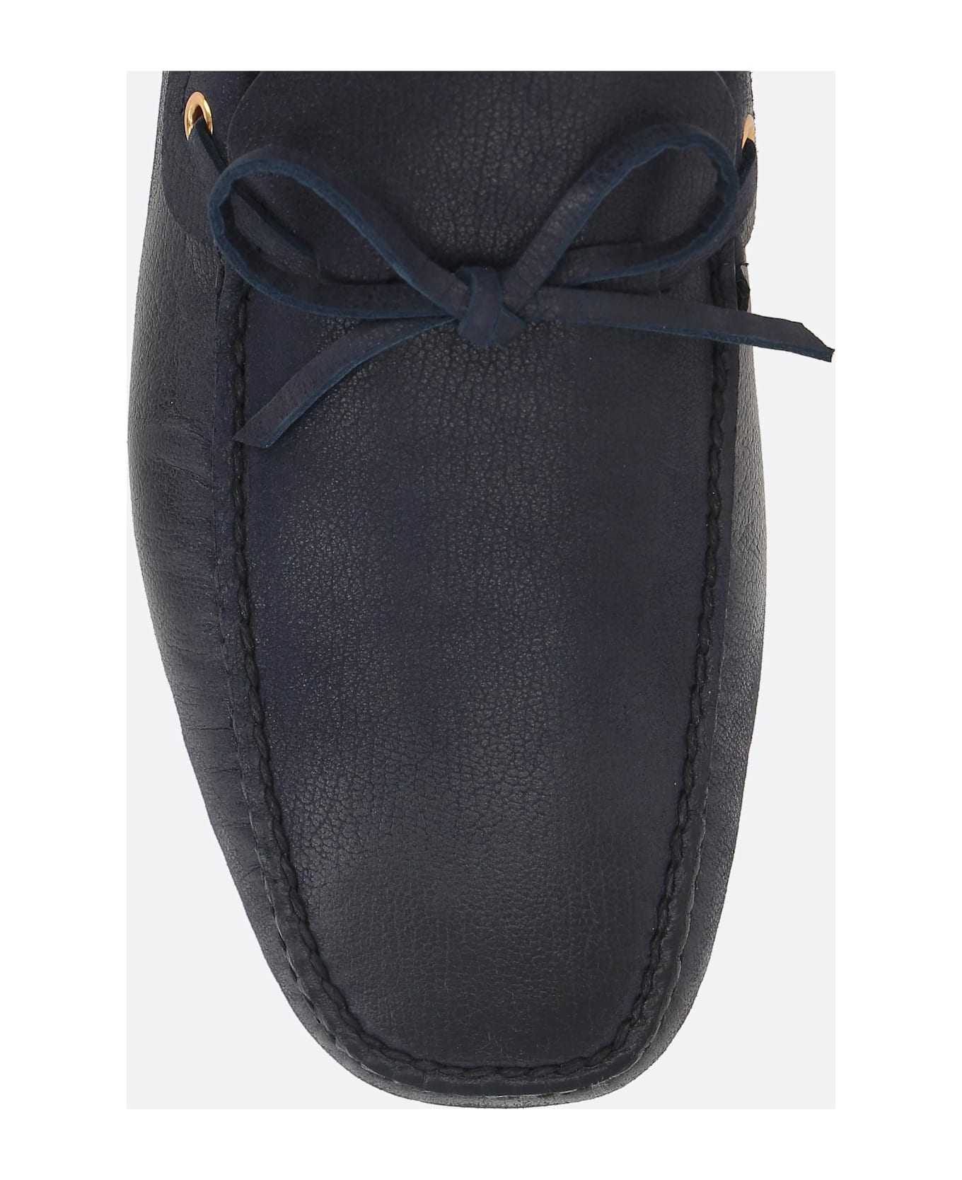 Car Shoe Grainy Leather Driving Loafers - BLUE