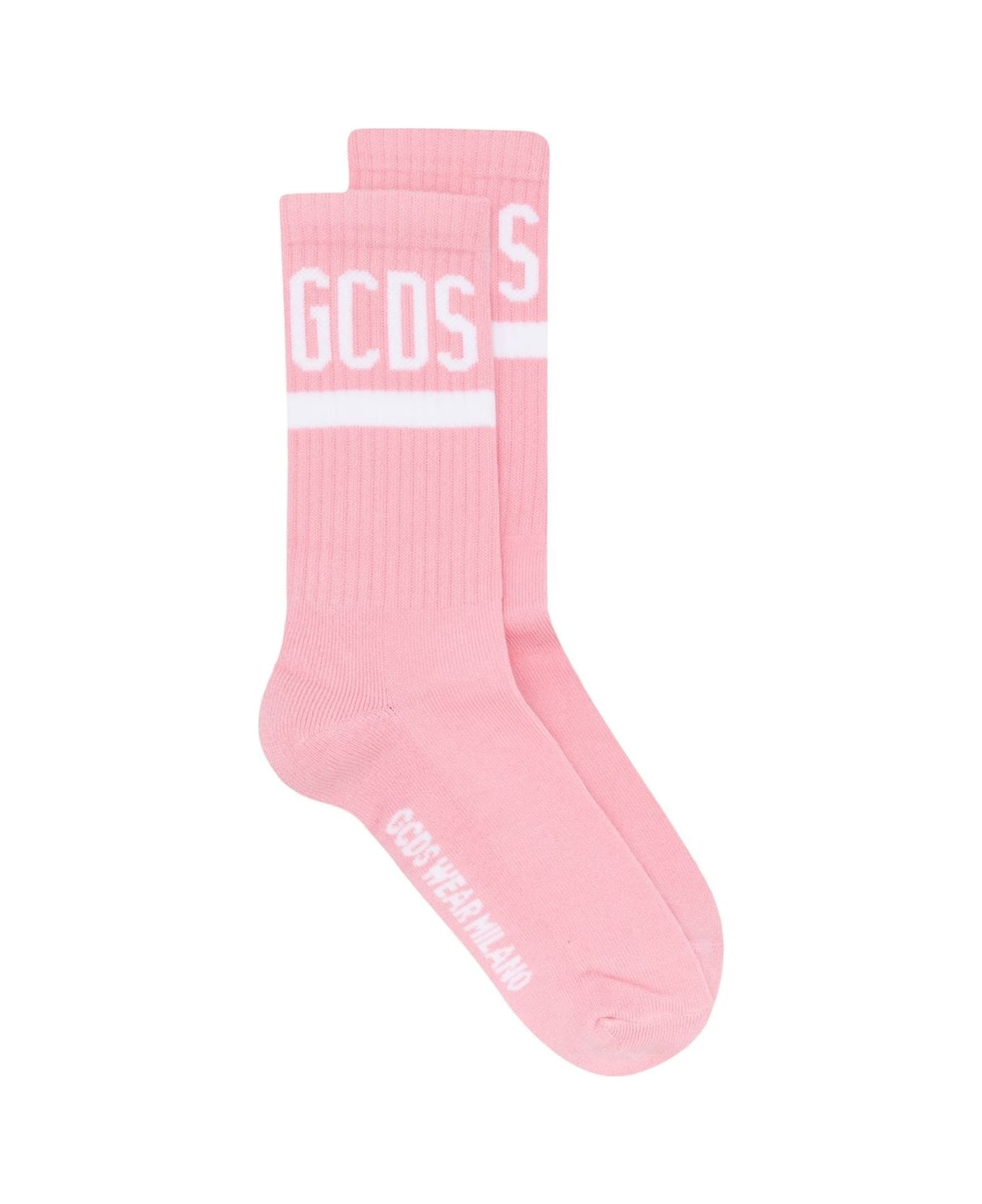 GCDS Pink Socks With Gcds Logo - Rosa