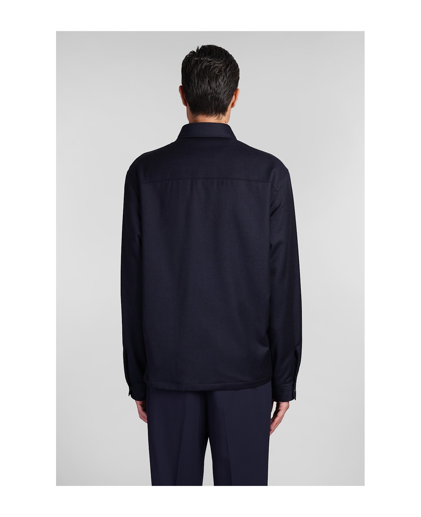 Zegna Casual Jacket In Blue Wool