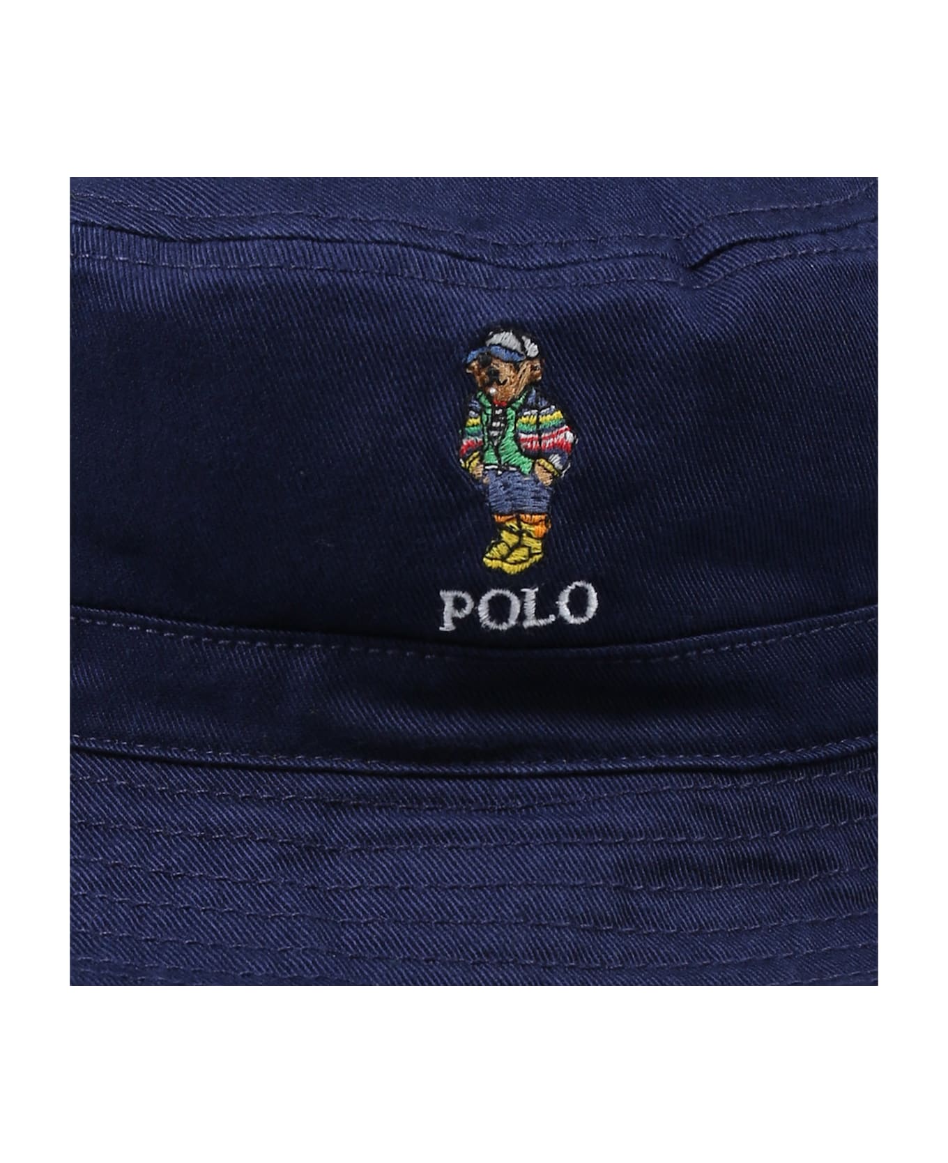 Ralph Lauren Reversible Blue Cloche For Boy With Polo Bear - Blue
