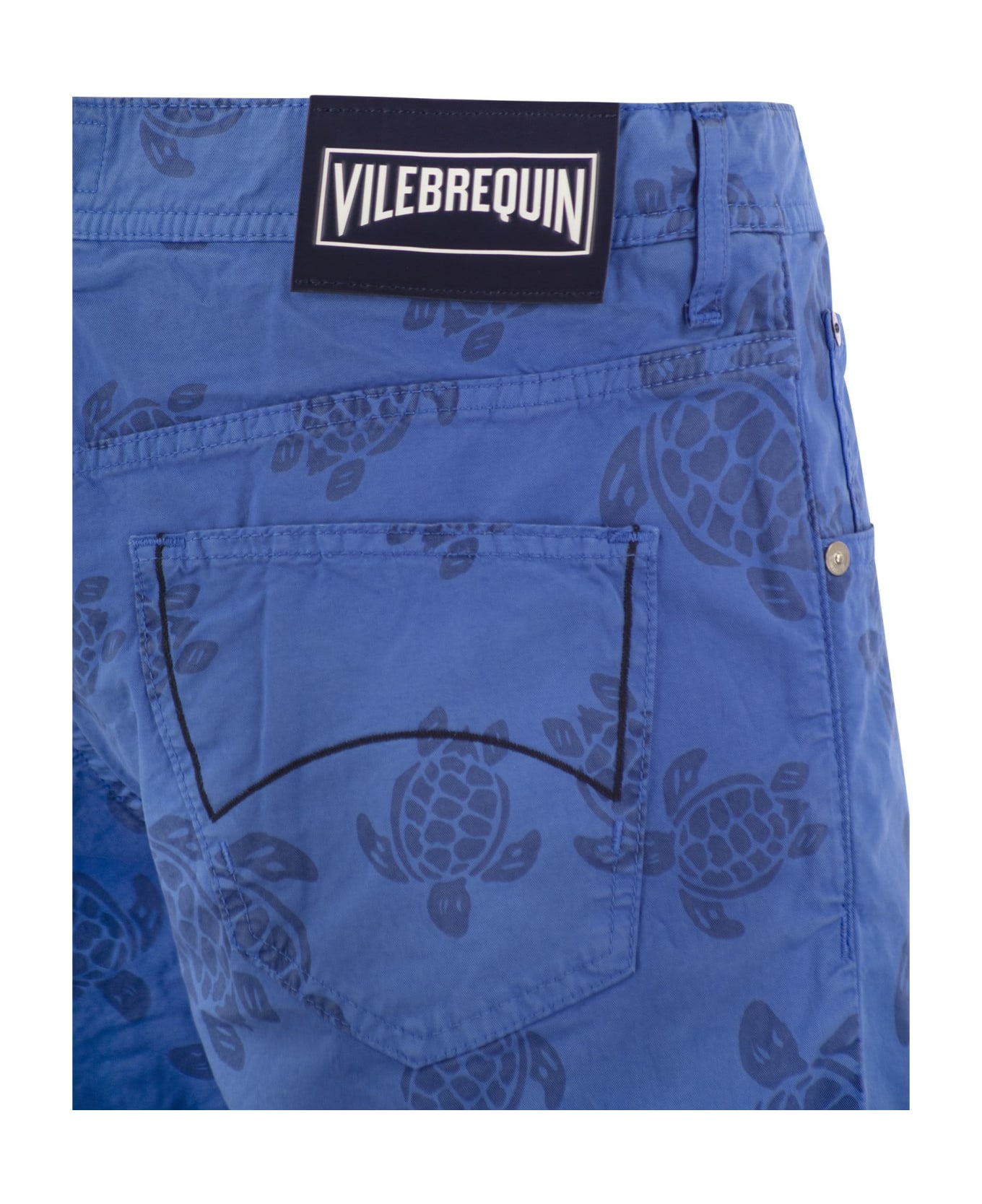 Vilebrequin Bermuda Shorts With Ronde Des Tortues Resin Print - Blue Marine