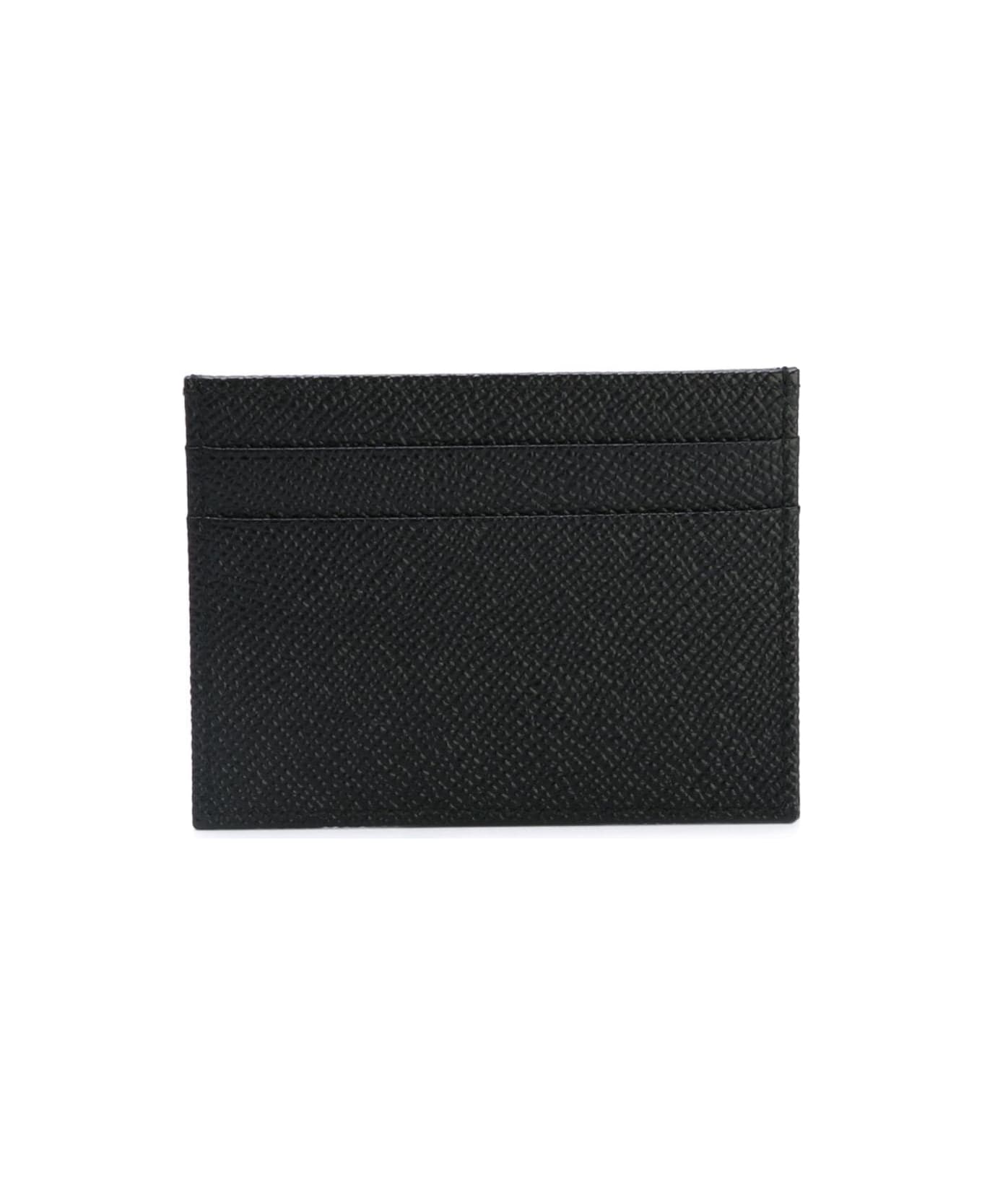 Dolce & Gabbana Card Holder In Hammered Leather With Logo - Black