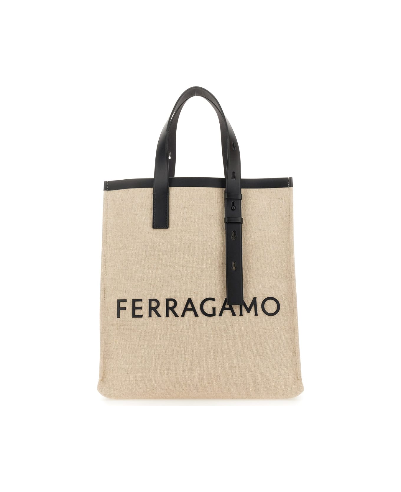 Ferragamo Tote Bag With Logo - BEIGE