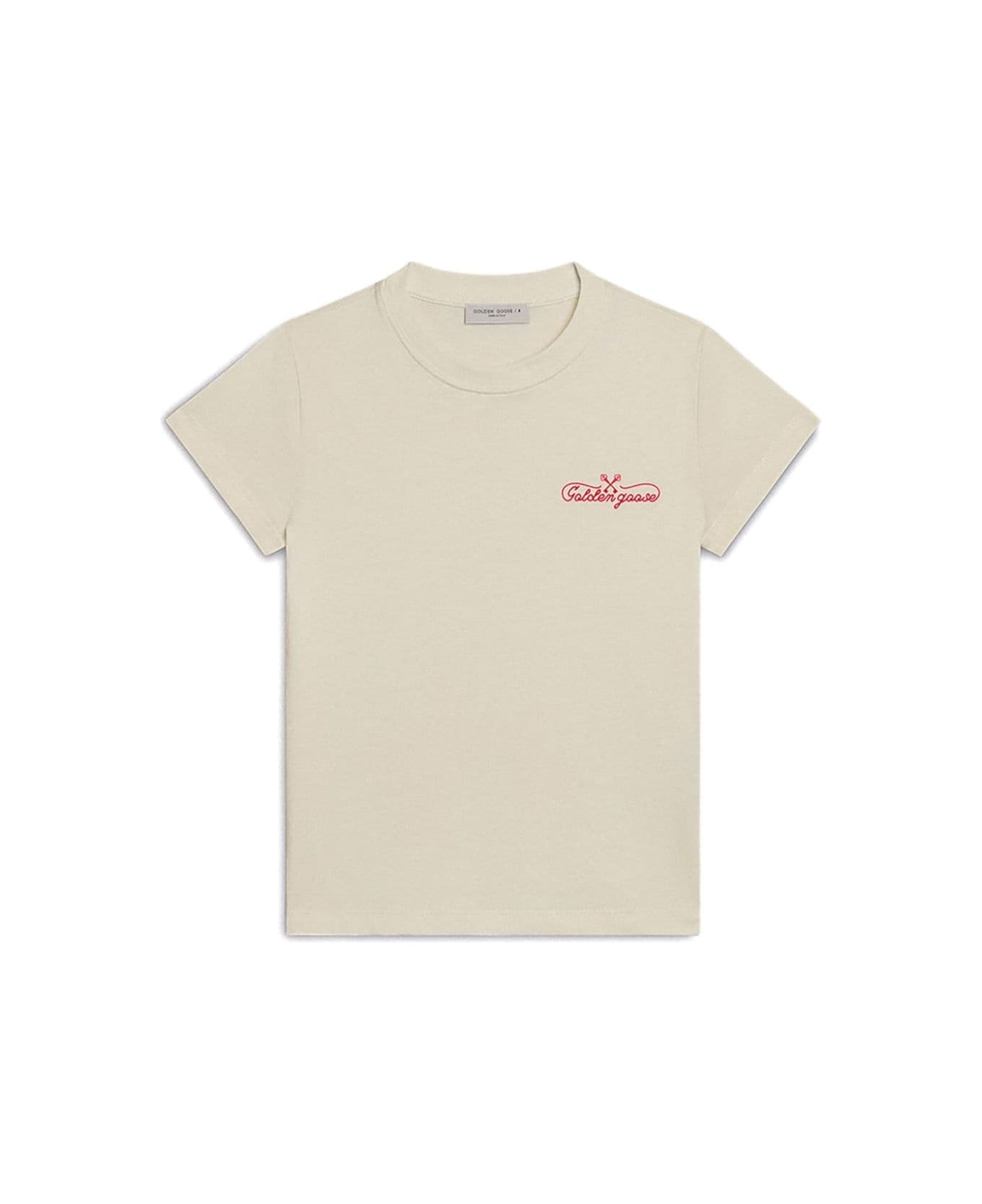 Golden Goose T-shirt Con Stampa - Cream