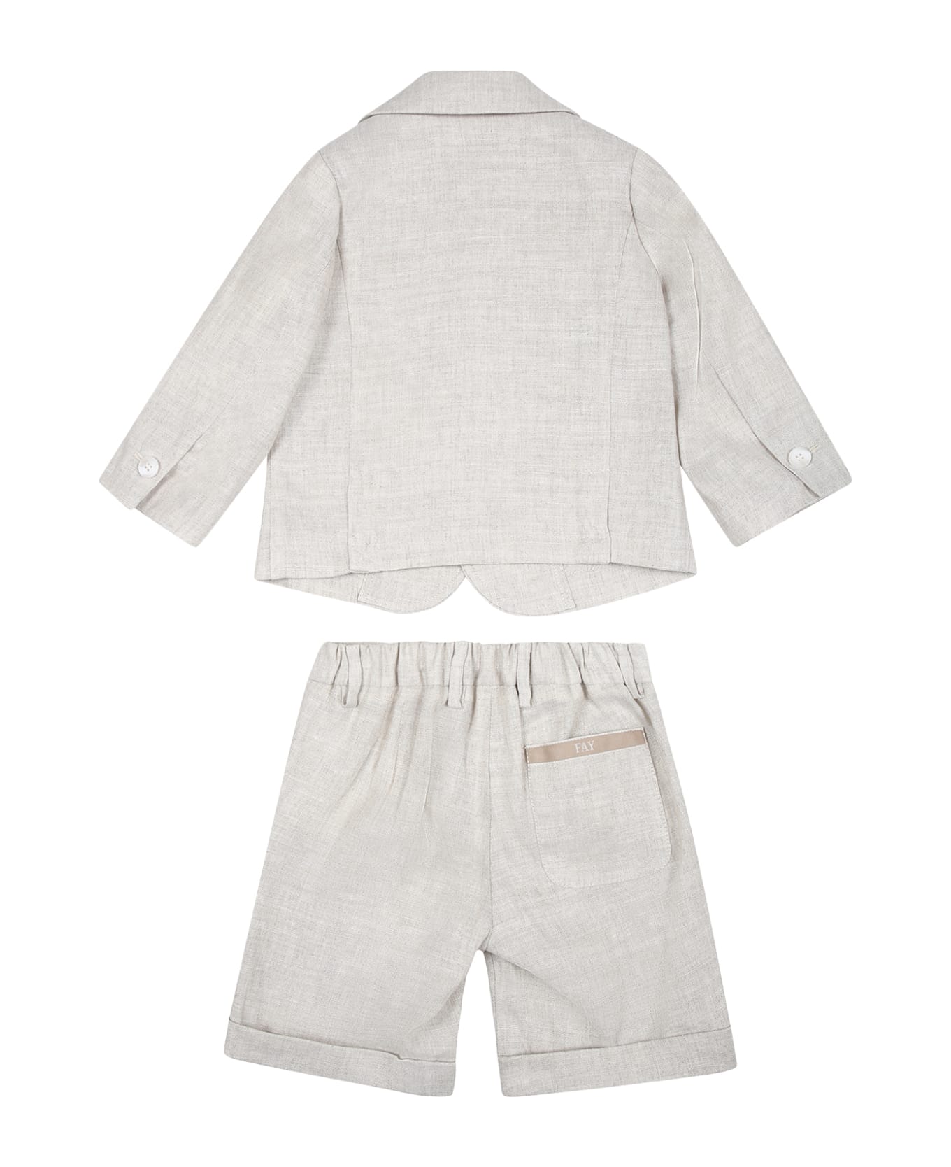 Fay Beige Suit For Baby Boy With Logo - Beige ボディスーツ＆セットアップ