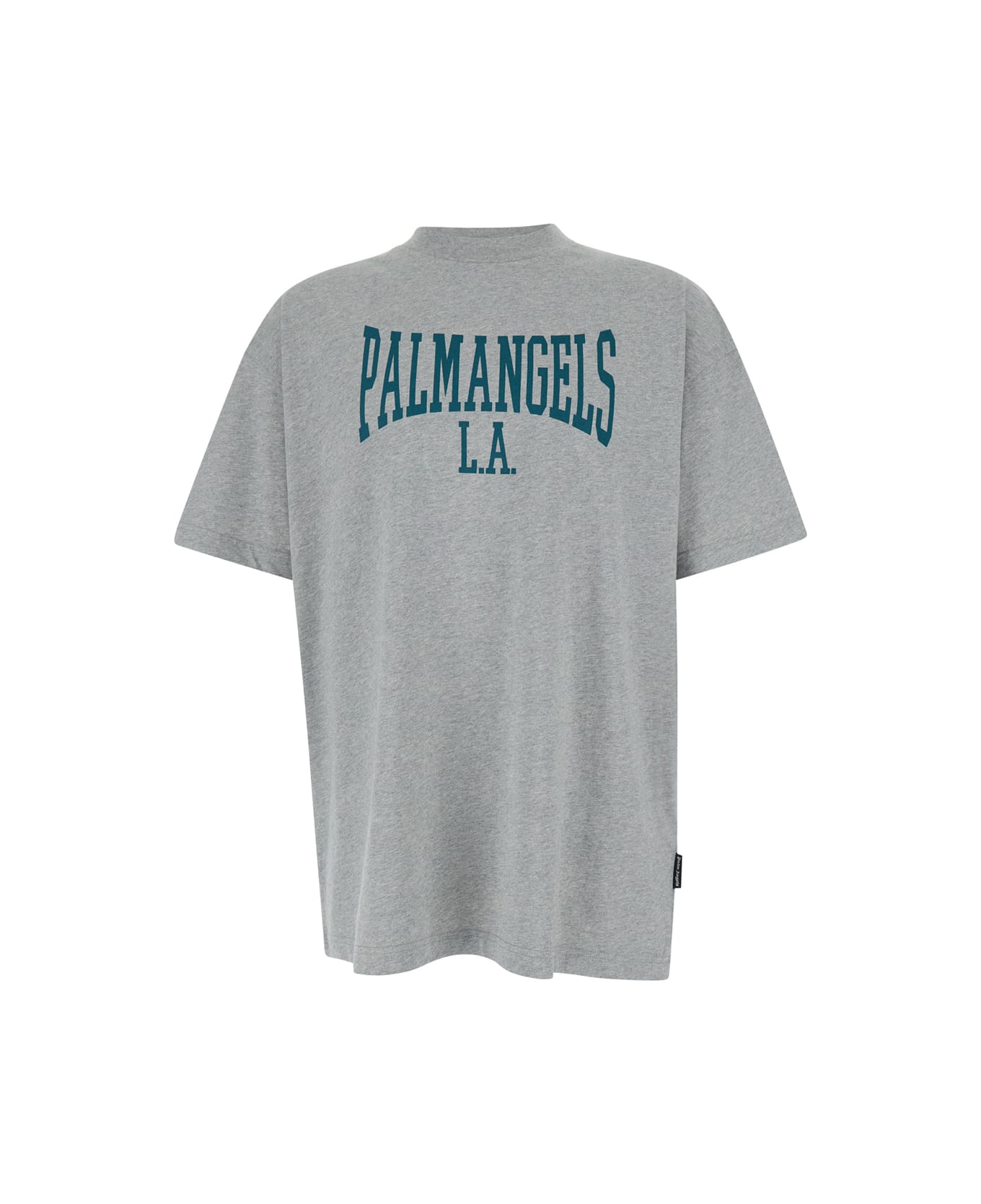 Palm Angels Logo Printed Crewneck T-shirt - Melange grey petrol