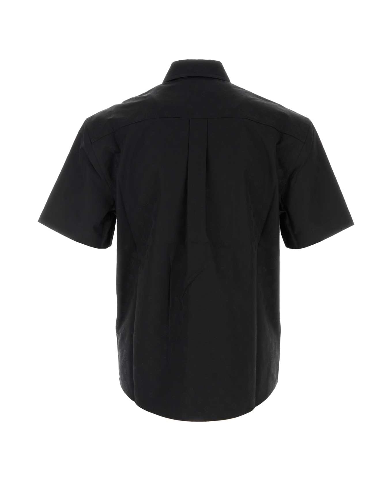 Casablanca Embroidered Poplin Shirt - BLACK