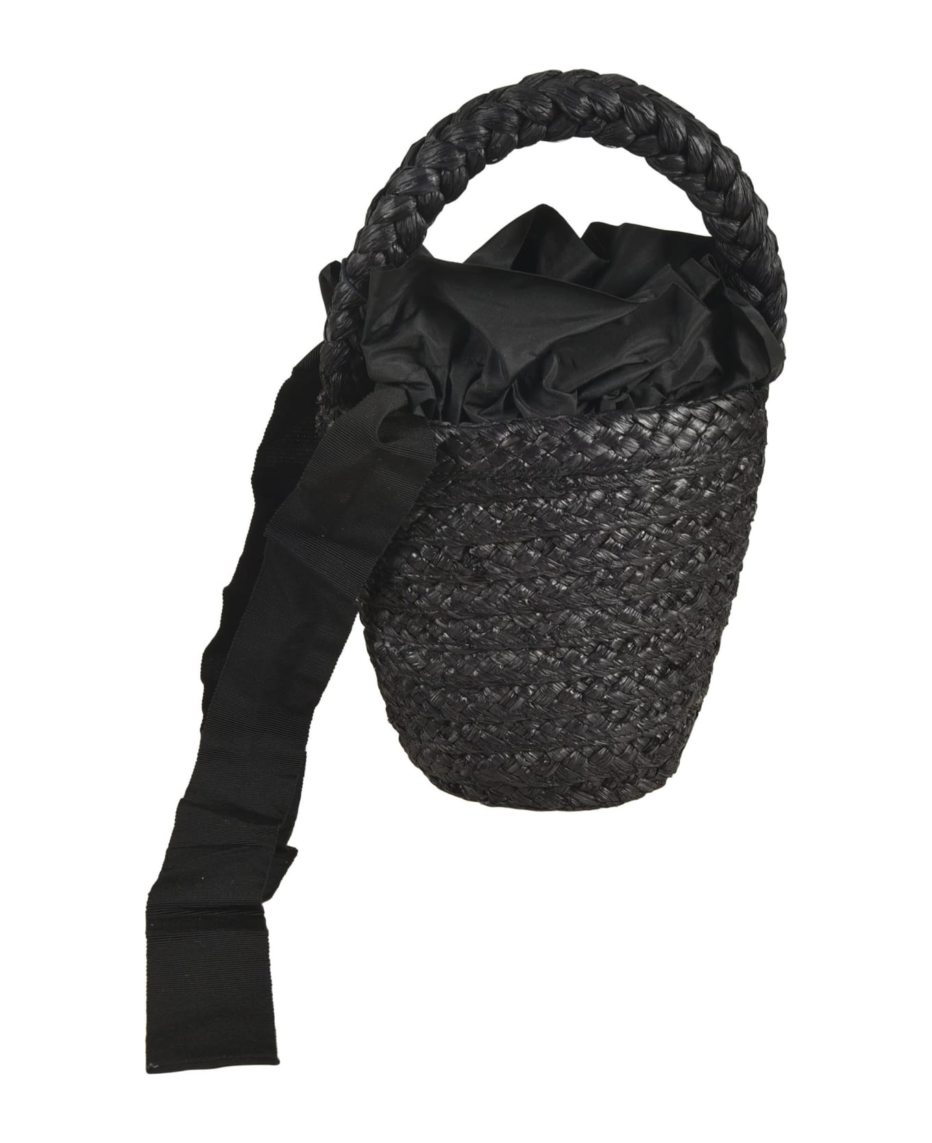 Patou Weave Bucket Bag - Black