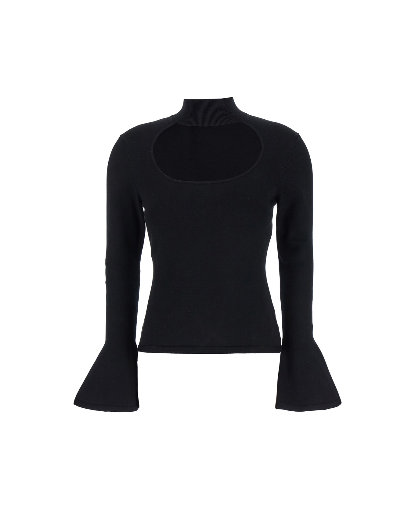 Federica Tosi Black Sweater With High Neck And Cut-out Detail In Viscose Blend Woman - Black