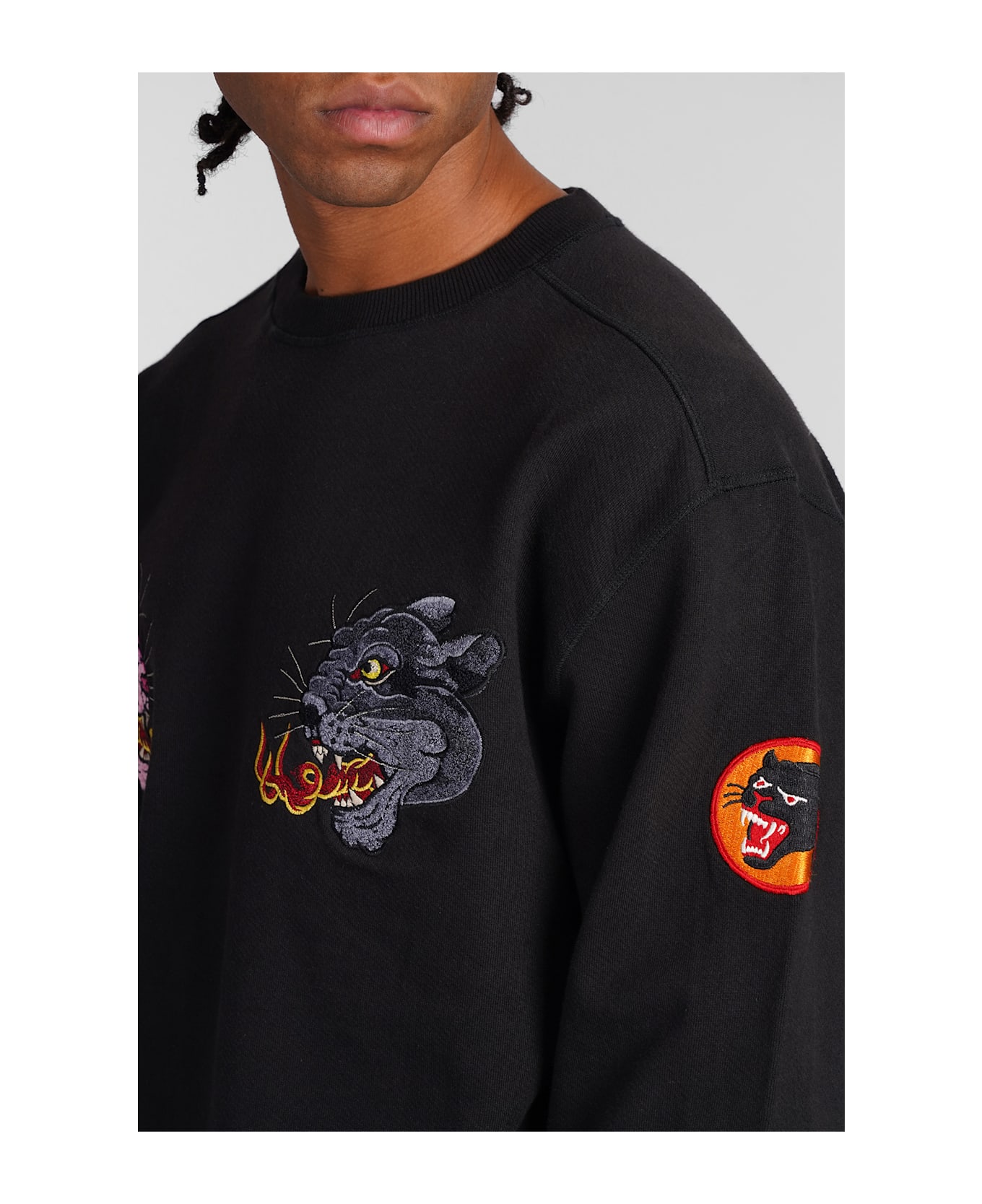 Maharishi Duality Panther Sweatshirt In Black Cotton - black