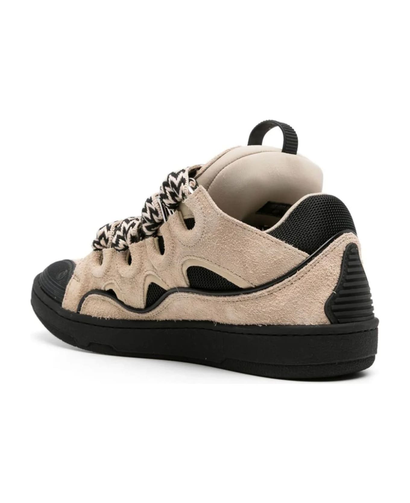 Lanvin Beige And Black Curb Sneakers - Beige