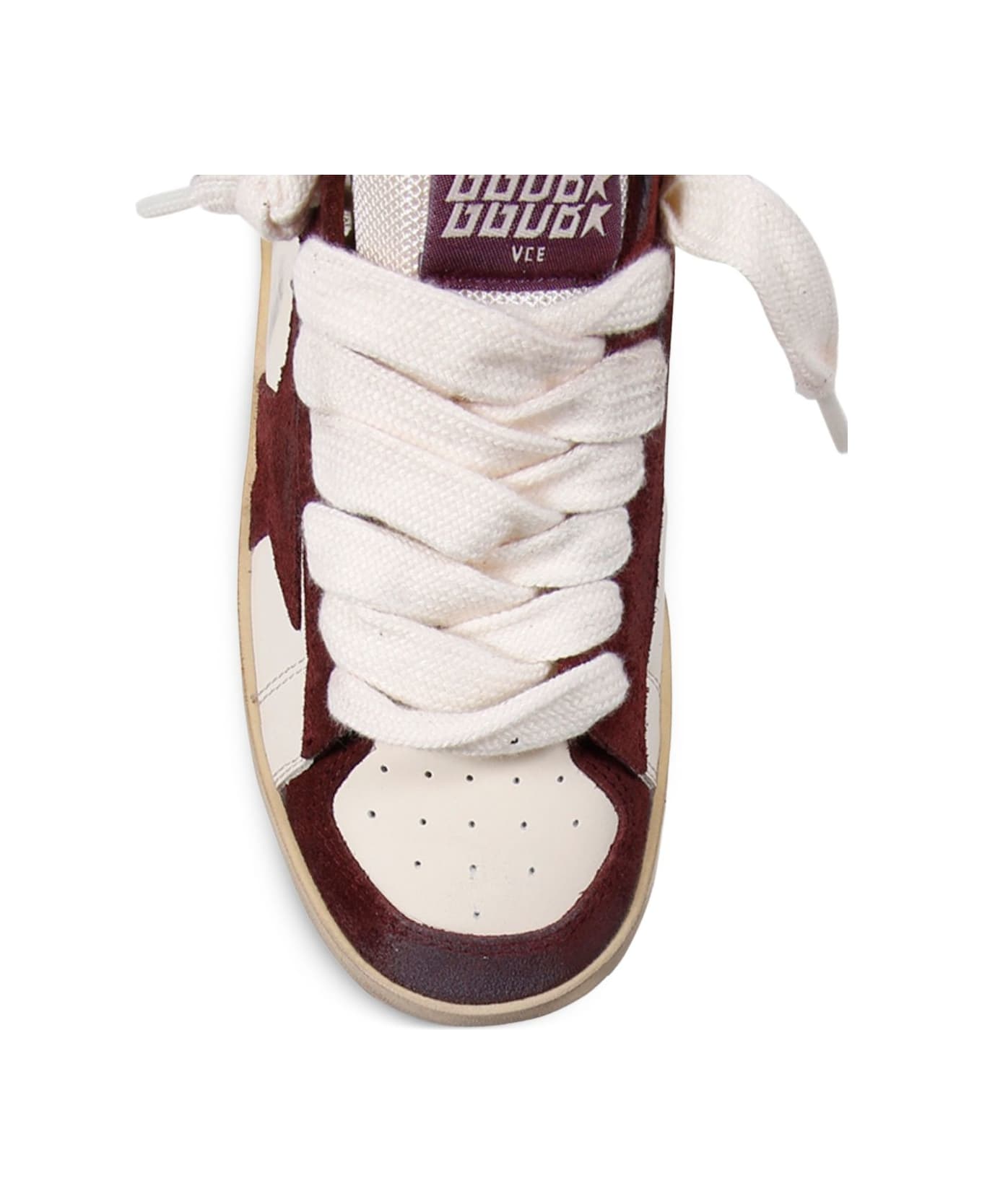 Golden Goose White And Brown Sneakers - Red