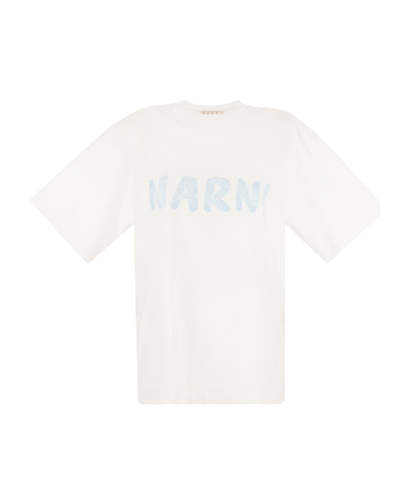 Marni Cotton Jersey T-shirt With Marni Print - White