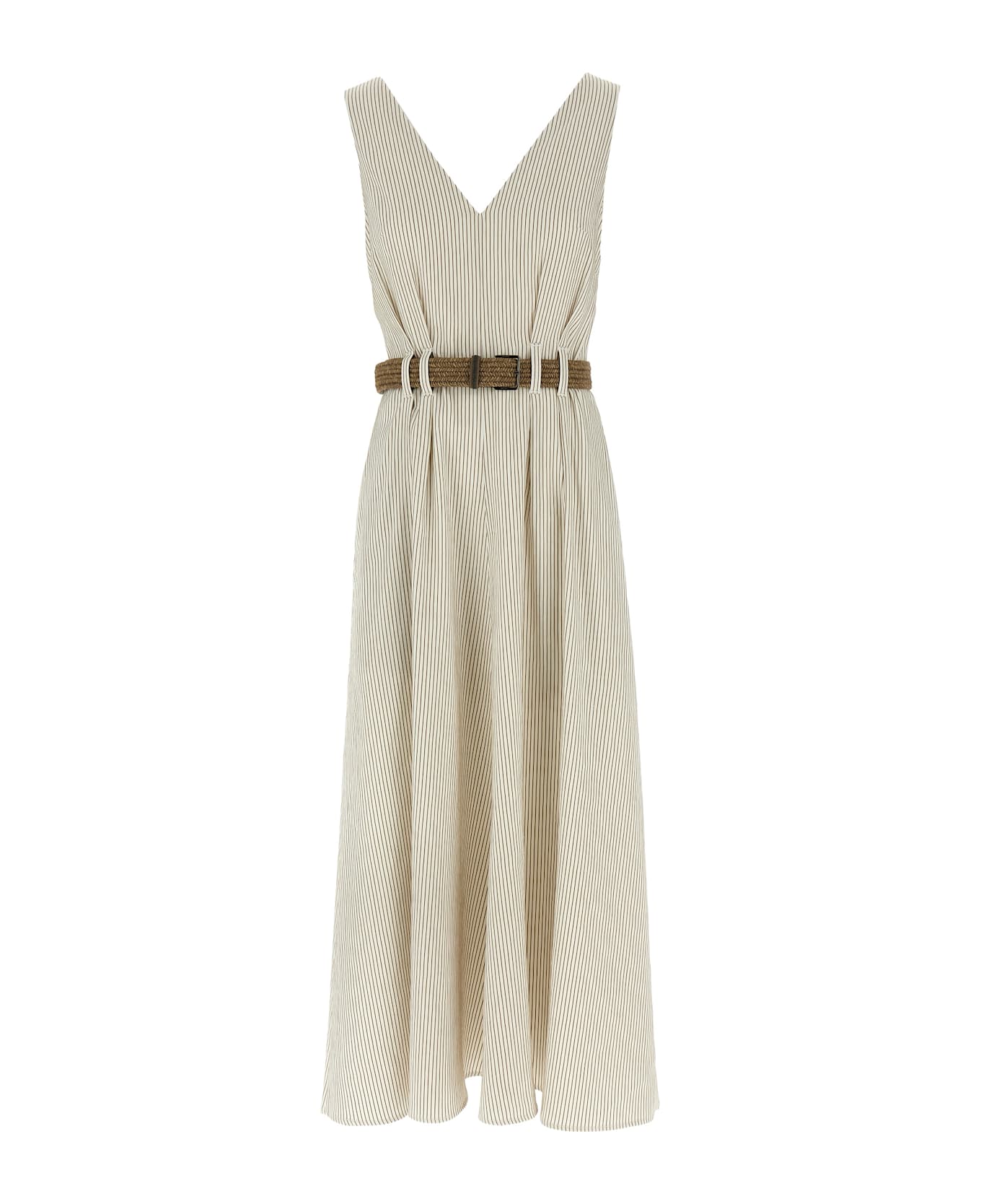 Brunello Cucinelli Precoius Shoulder Detail Dress - White