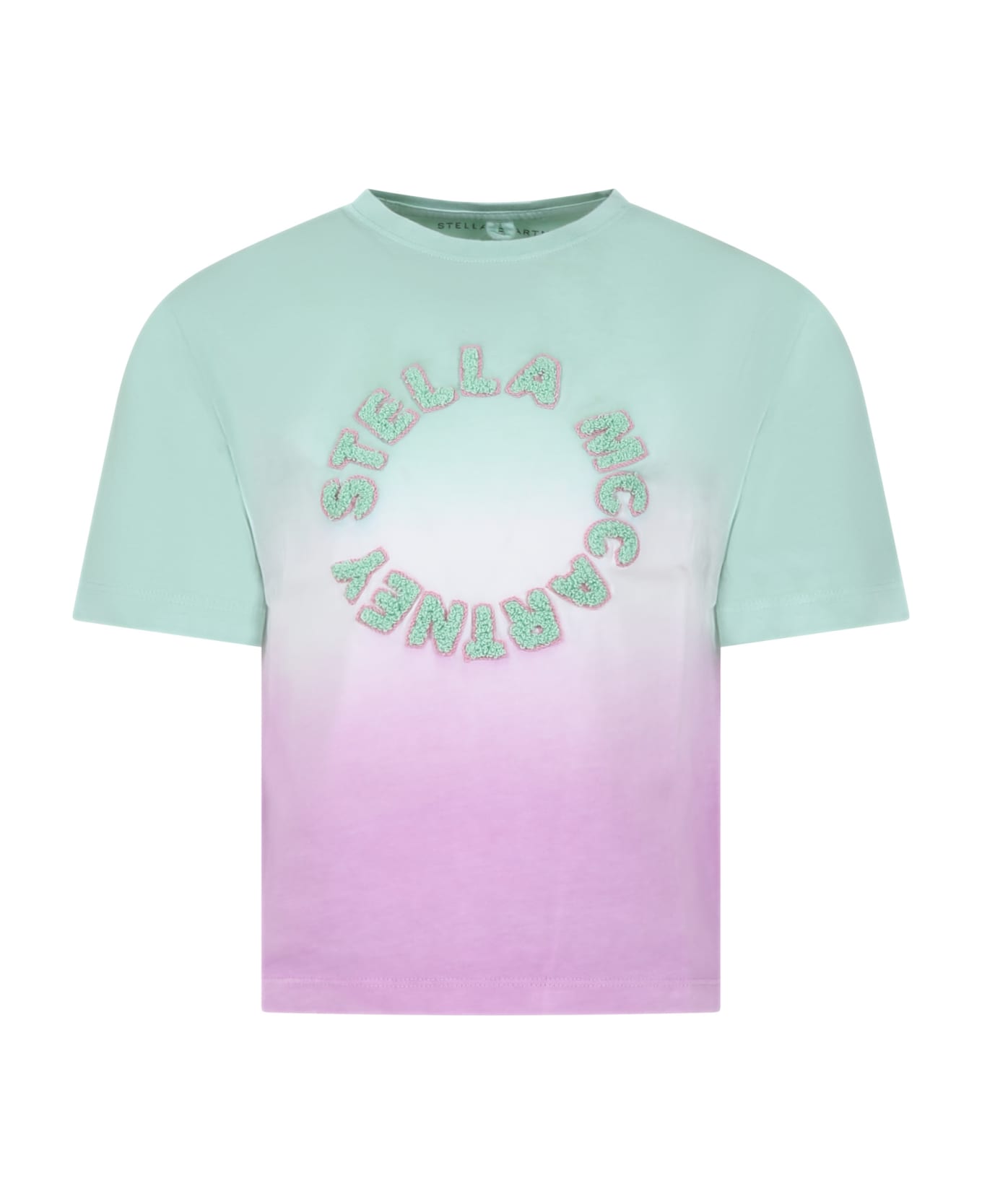 Stella McCartney Kids Multicolored T-shirt For Girl With Logo - GREEN/PURPLE