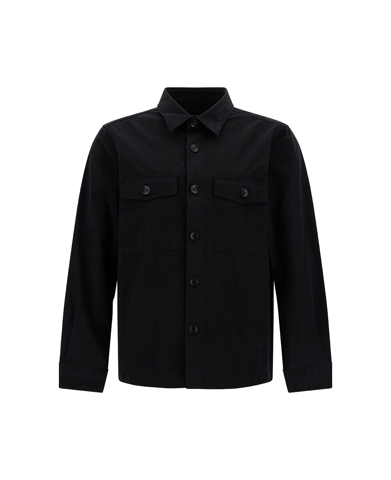 Tom Ford Black Shirt With Tonal Buttons And Patch Pockets In Cotton Man - Black