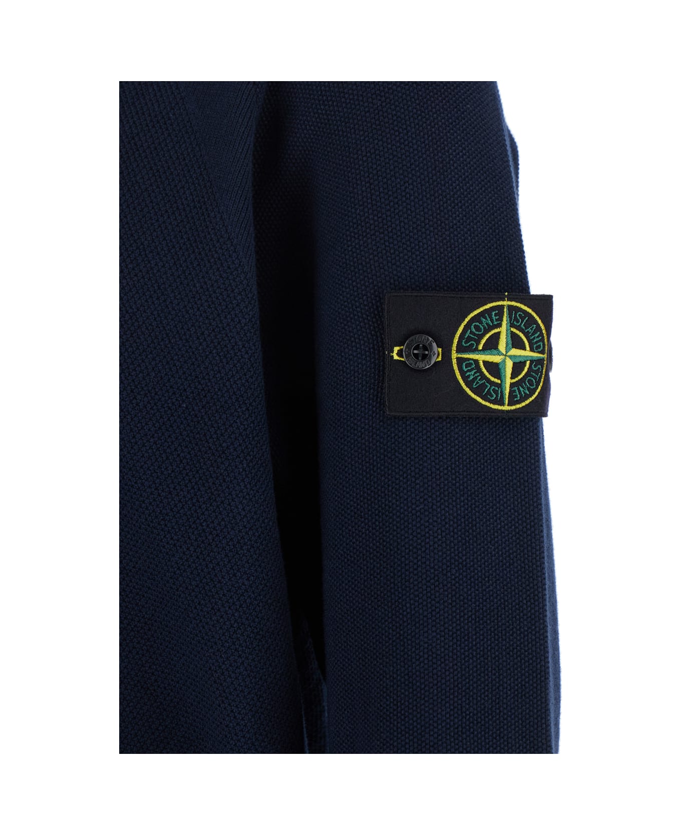 Stone Island Blue Crewneck T-shirt With Removable Compass Logo Applied On The Sleeve In Cotton Man - Blue