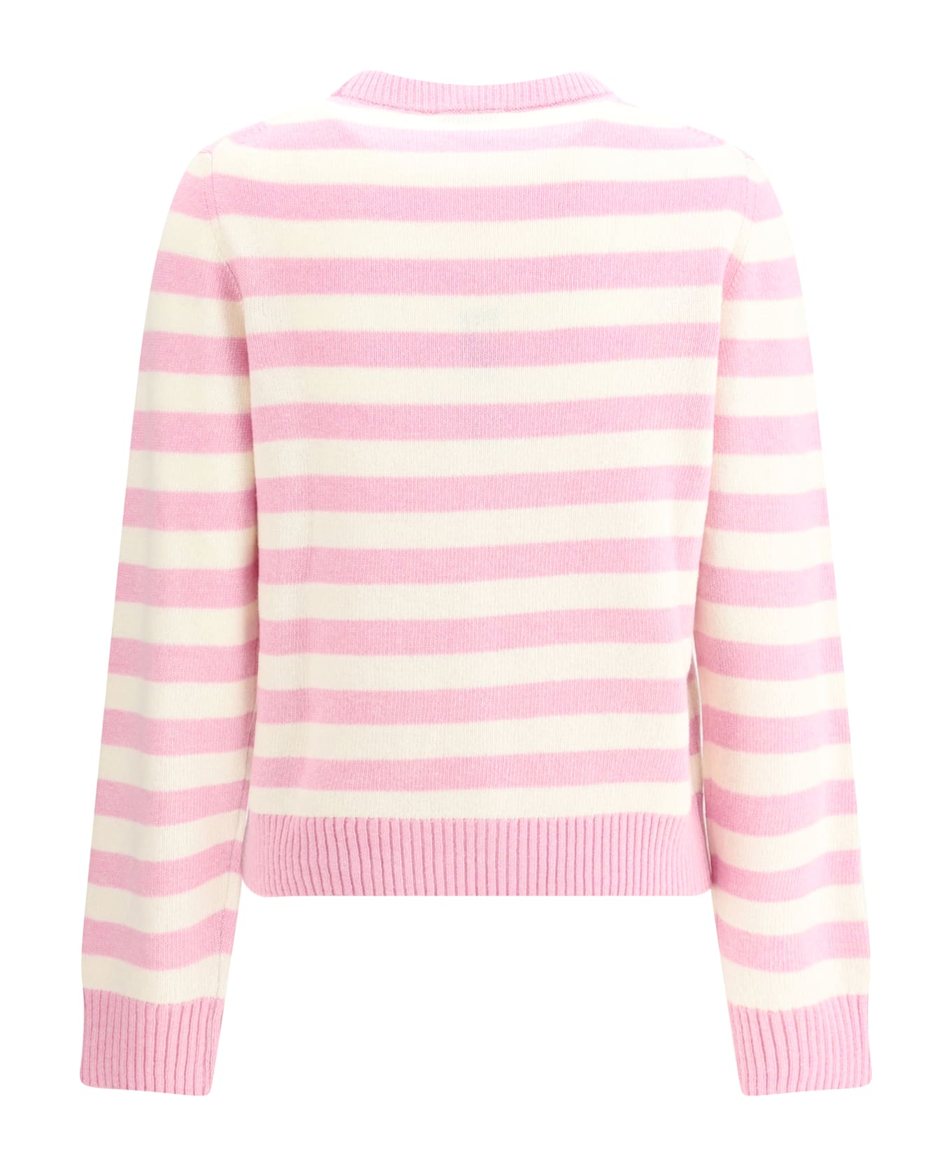Ganni Striped Sweater With Rabbit - PINK