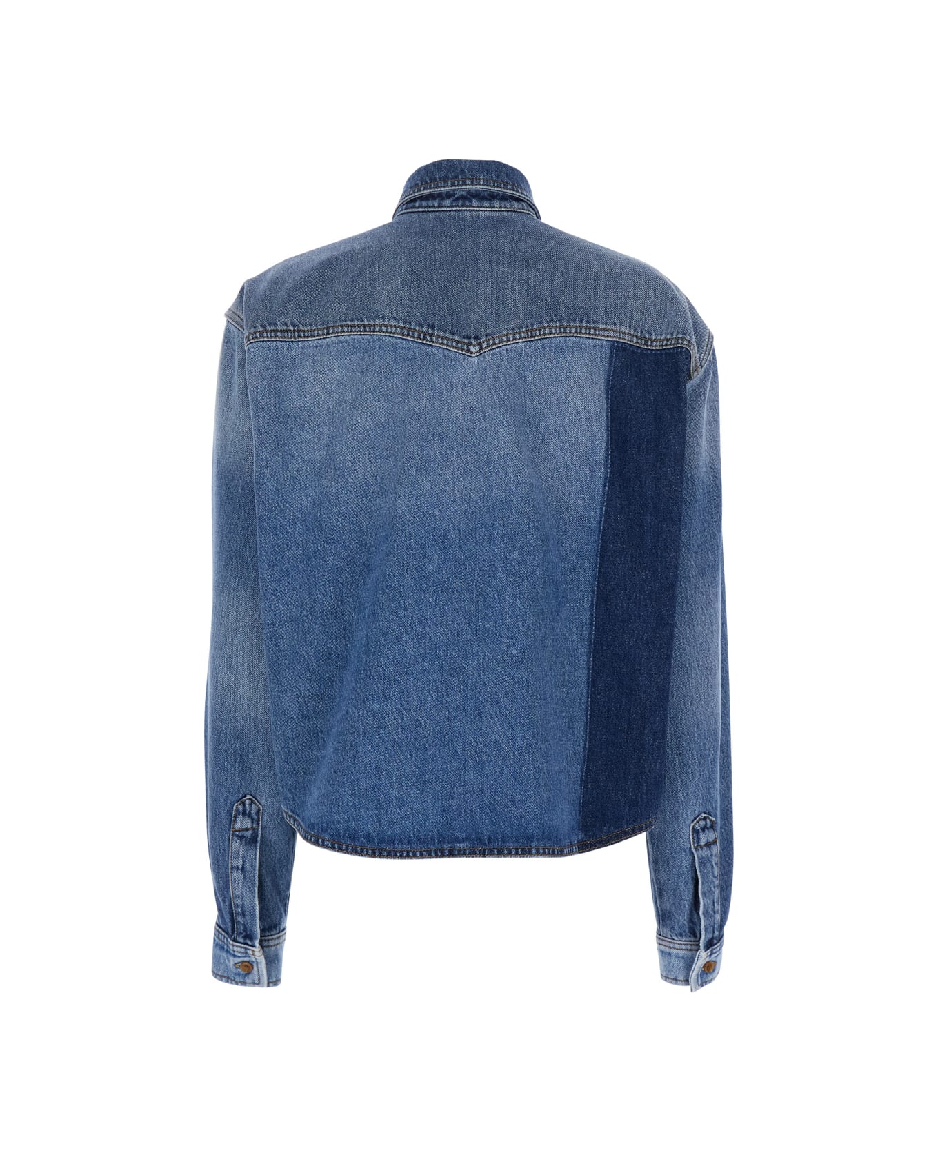 Philosophy di Lorenzo Serafini Blue Shirt With Classic Collar And Logo Detail On The Pocket In Denim Woman - Blu