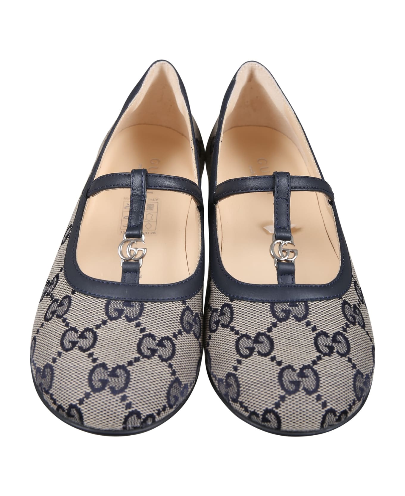 Gucci Blue Ballerinas For Girl With Double G - Blue シューズ