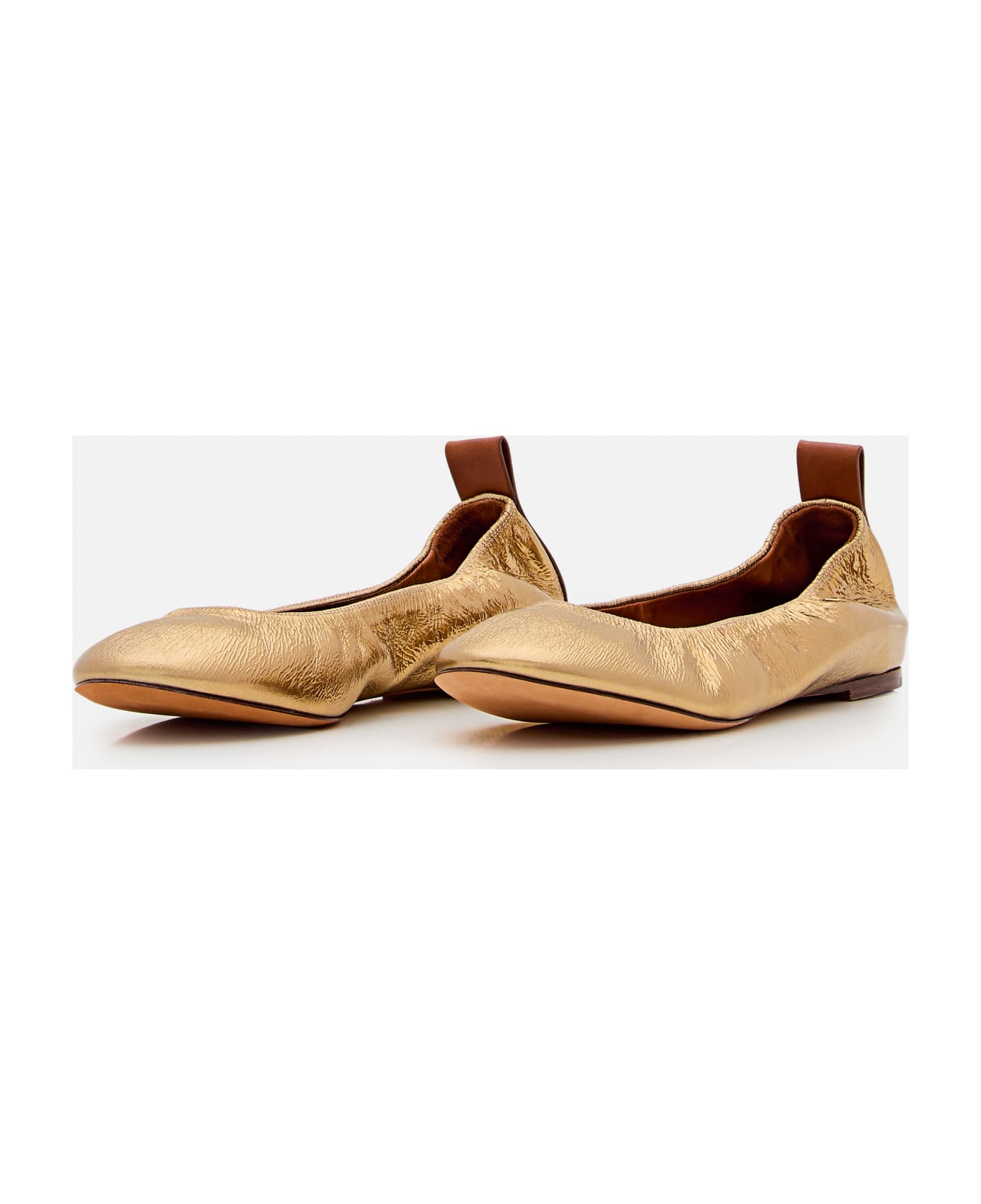 Lanvin Metallic Leather Ballet Flats - Golden