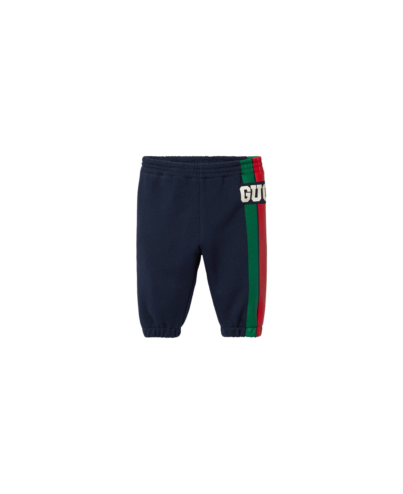 Gucci Dark Blue Joggers With Gucci Web Print - Blue