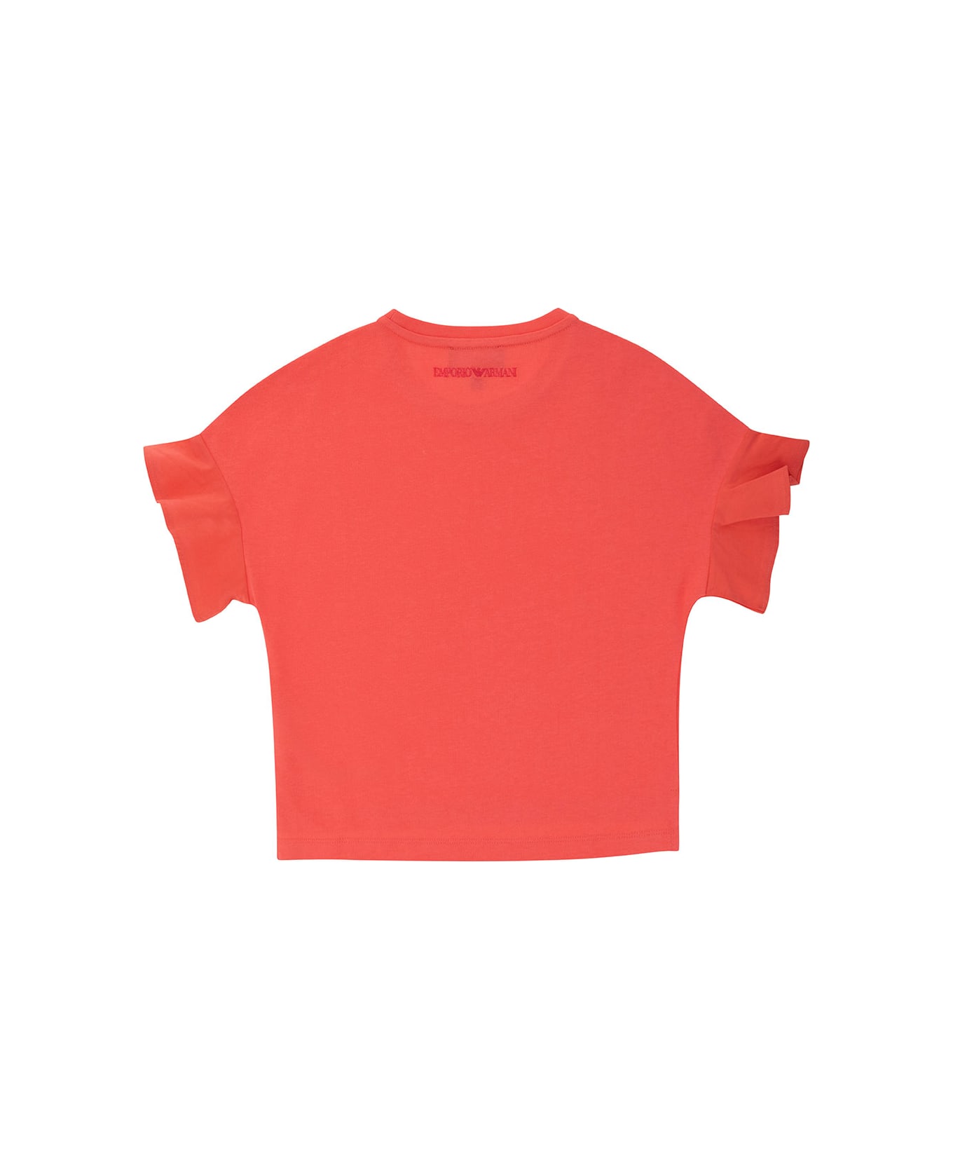 Emporio Armani Orange Crewneck T-shirt In Cotton Girl - Fuxia