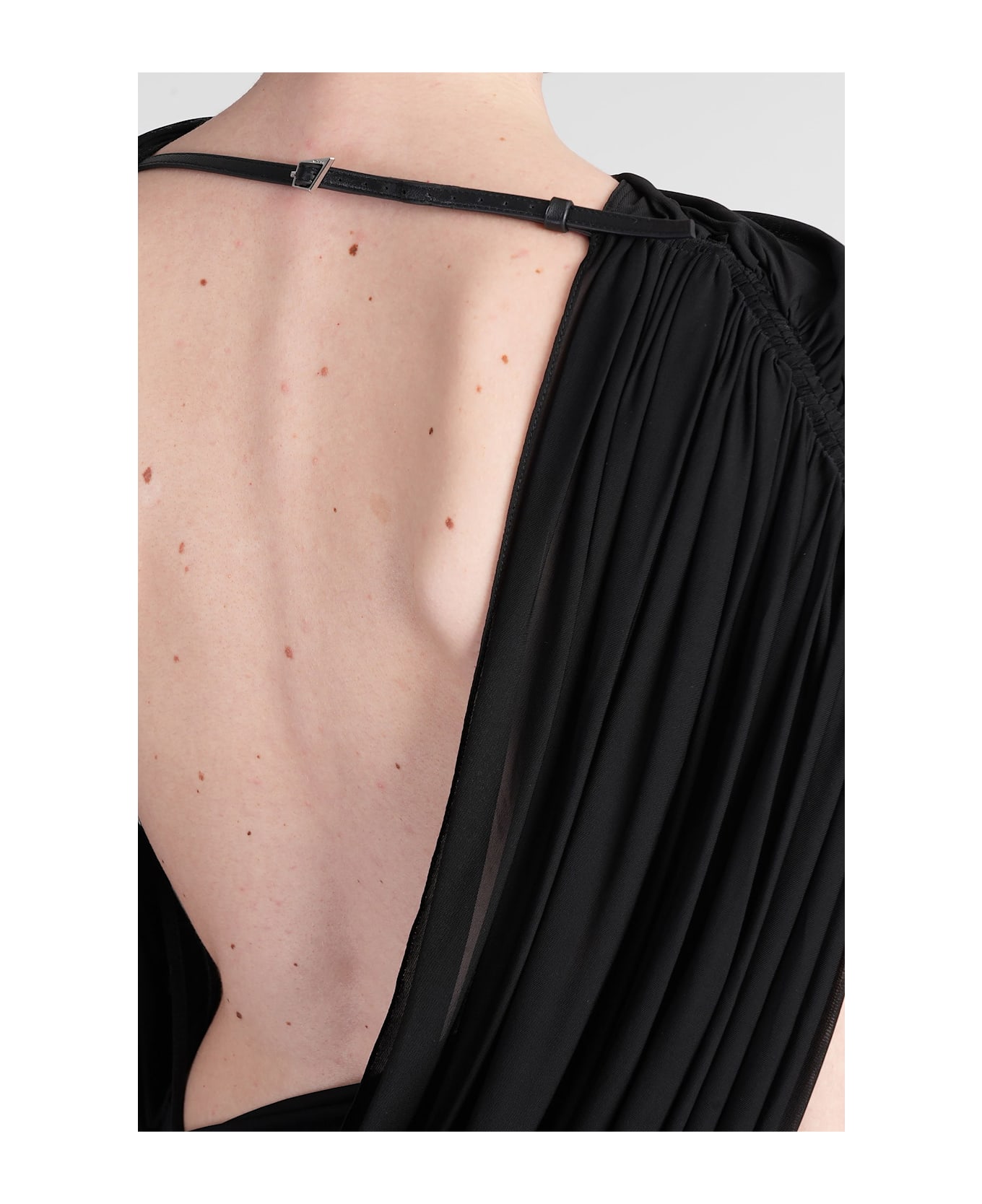 Mugler Long Dress In Black Viscose - black