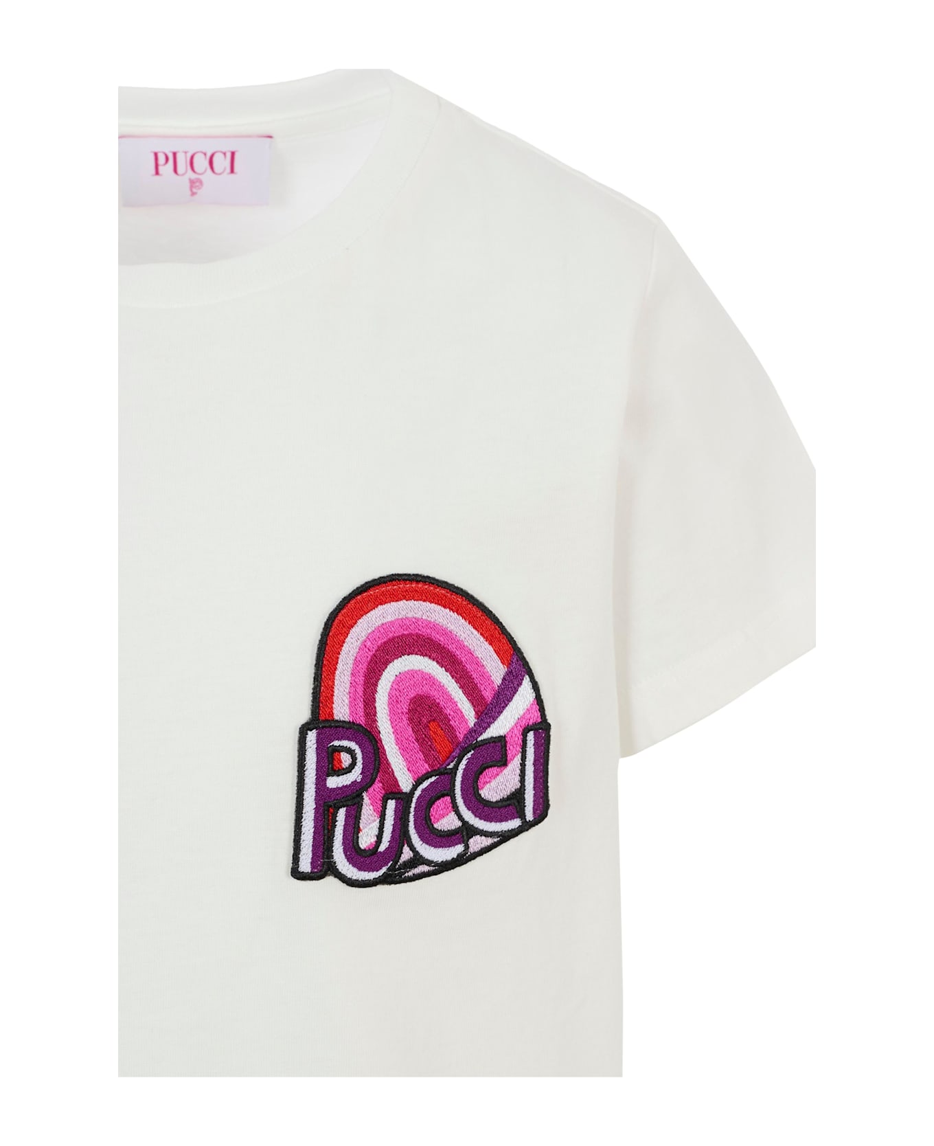 Pucci White T-shirt For Girl With Logo - White
