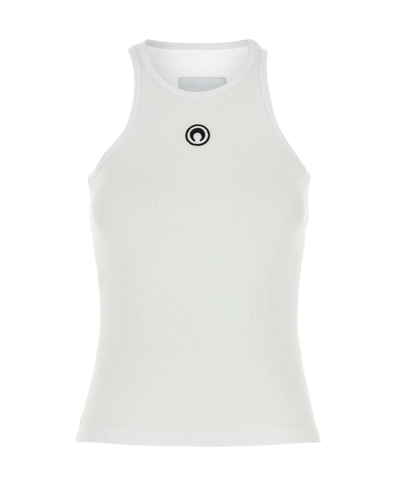 Marine Serre White Stretch Cotton Tank Top - WHITE