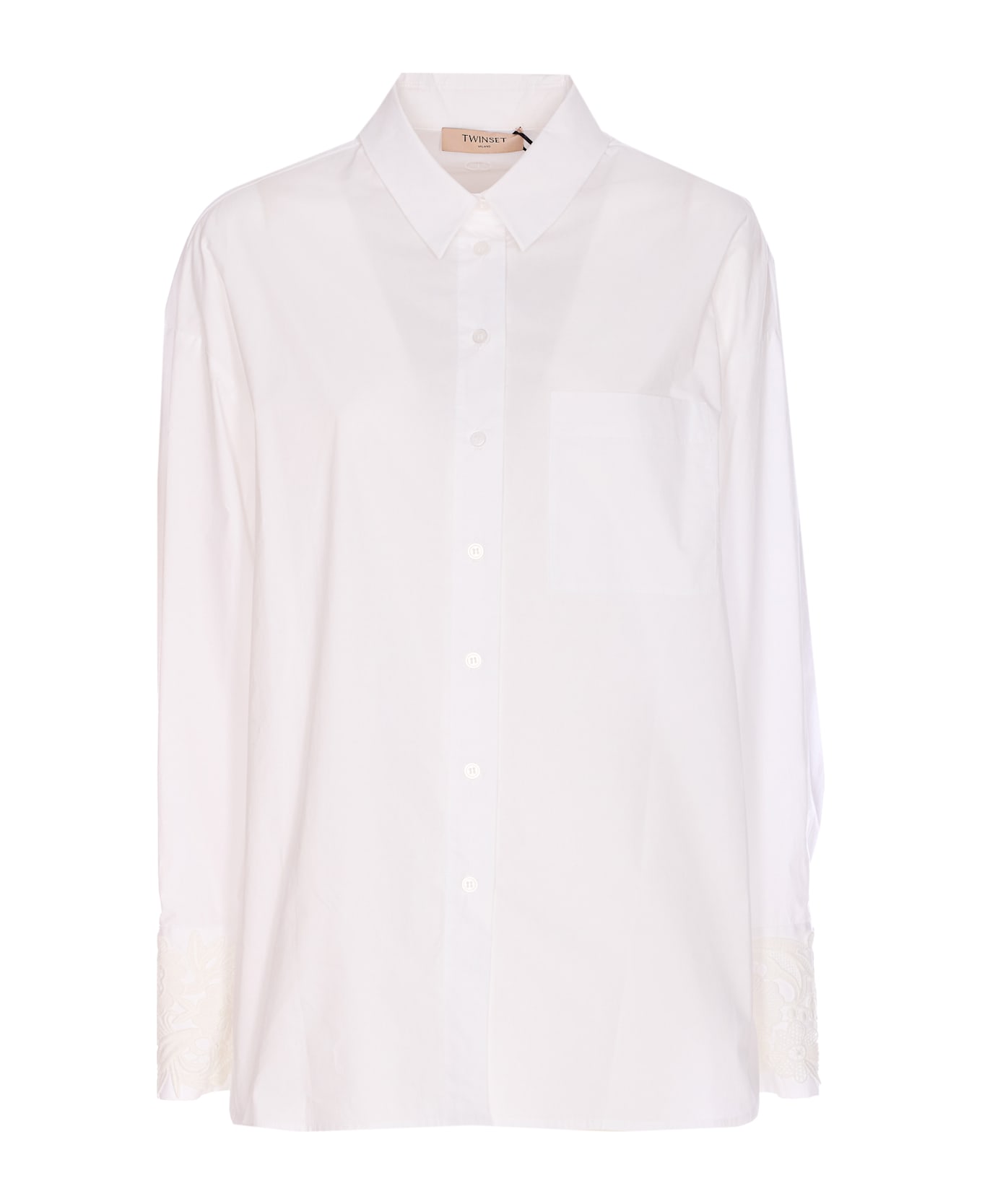 TwinSet Over Popeline Lace Shirt - White