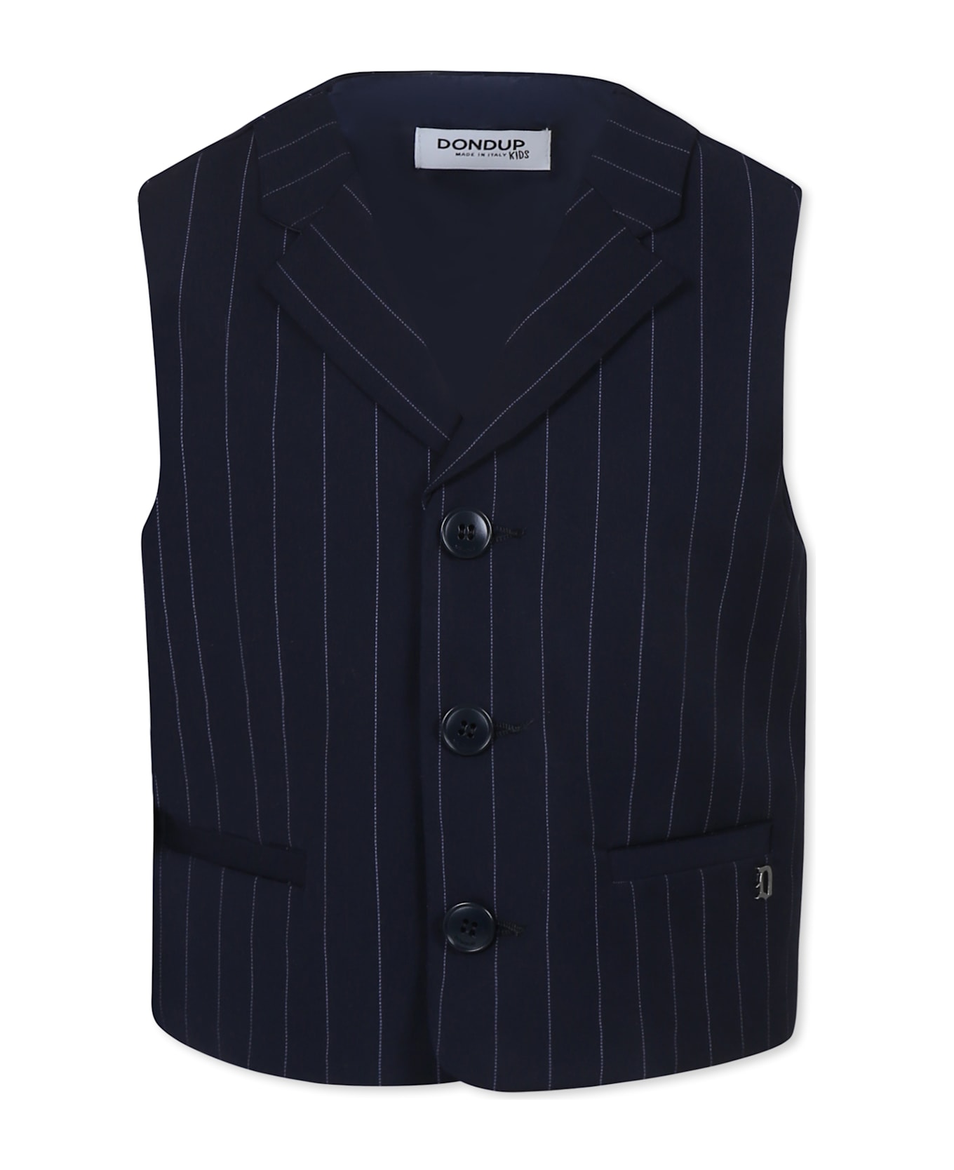 Dondup Blue Waistcoat For Boy With Logo - Blue