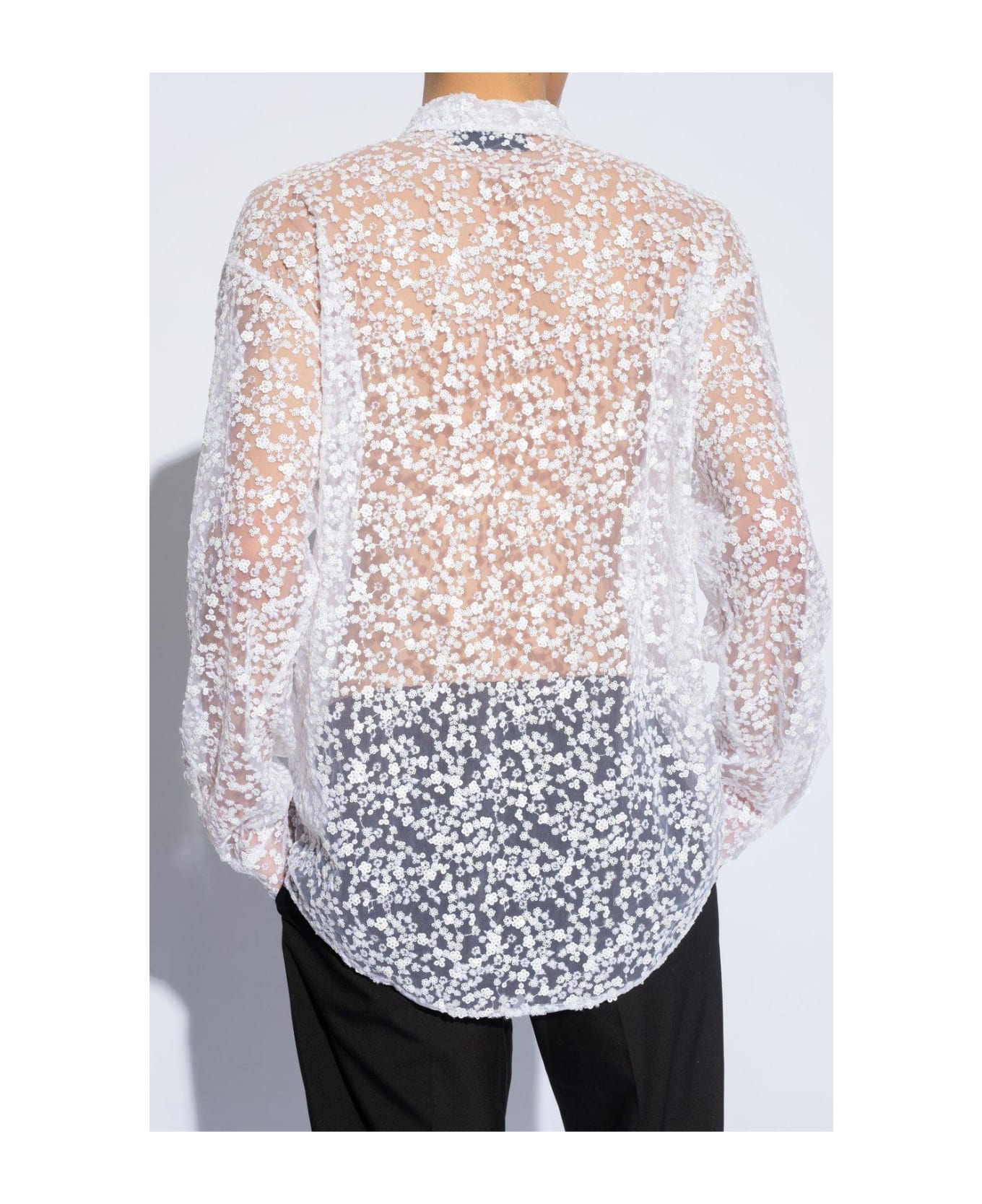 Dsquared2 Sequin Embellished Semi-sheer Shirt - WHITE
