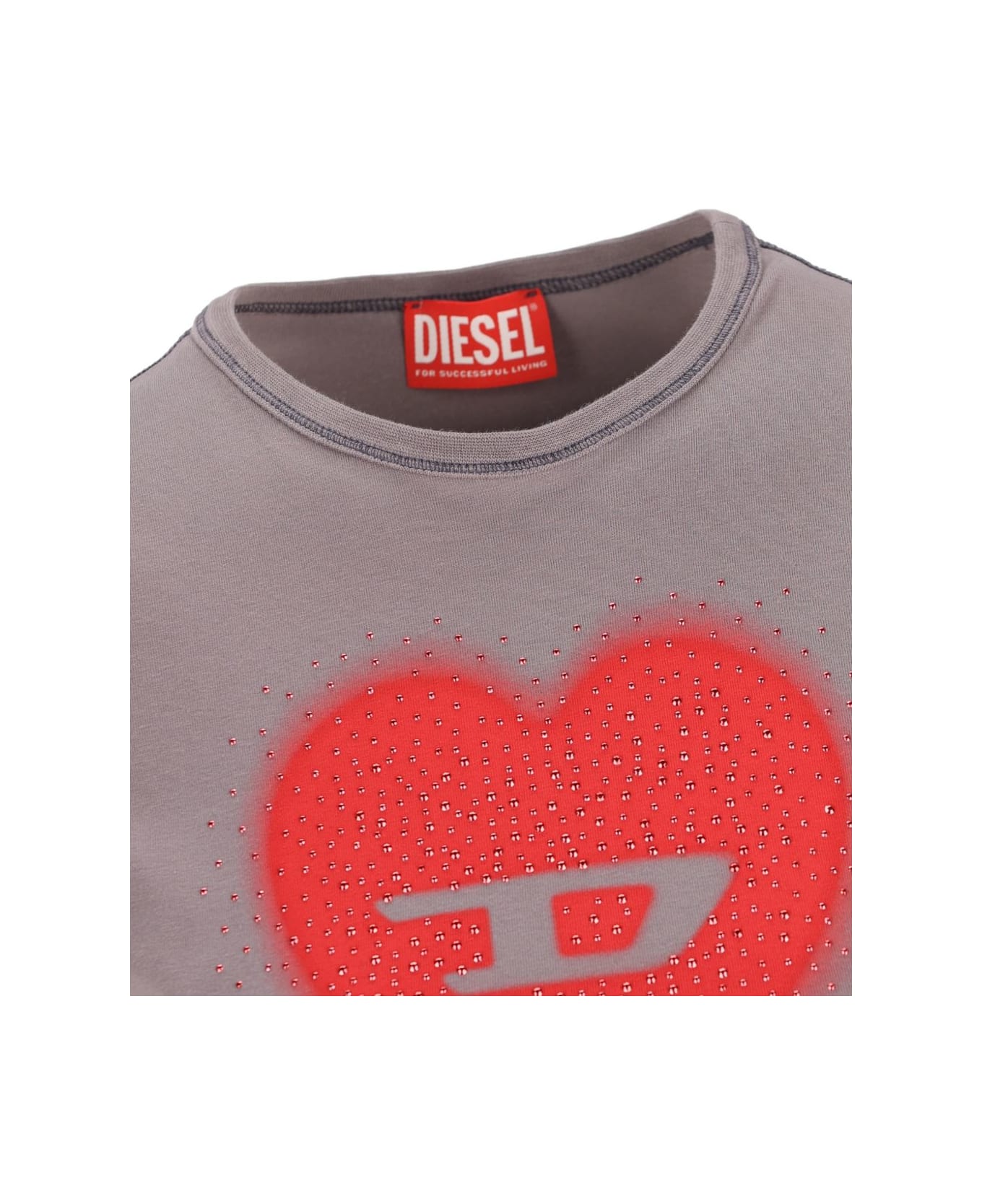 Diesel Heart Cotton T-shirt - Grey