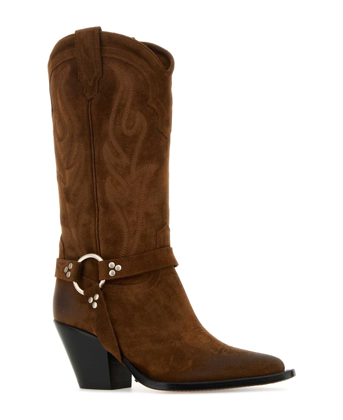 Sonora Brown Suede Santa Fe Belt Boots - RUSTYBROWN