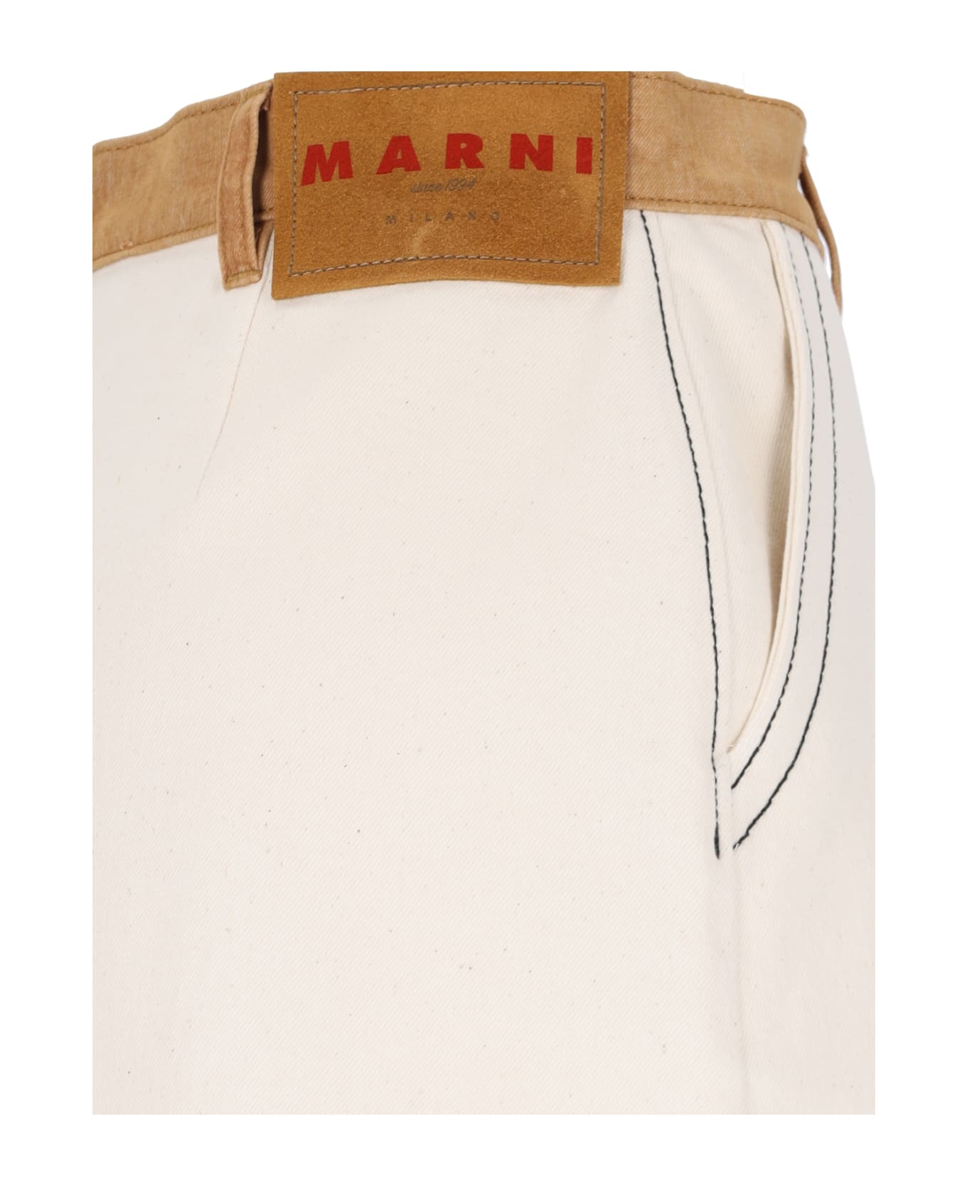 Marni Midi Denim Skirt - Crema