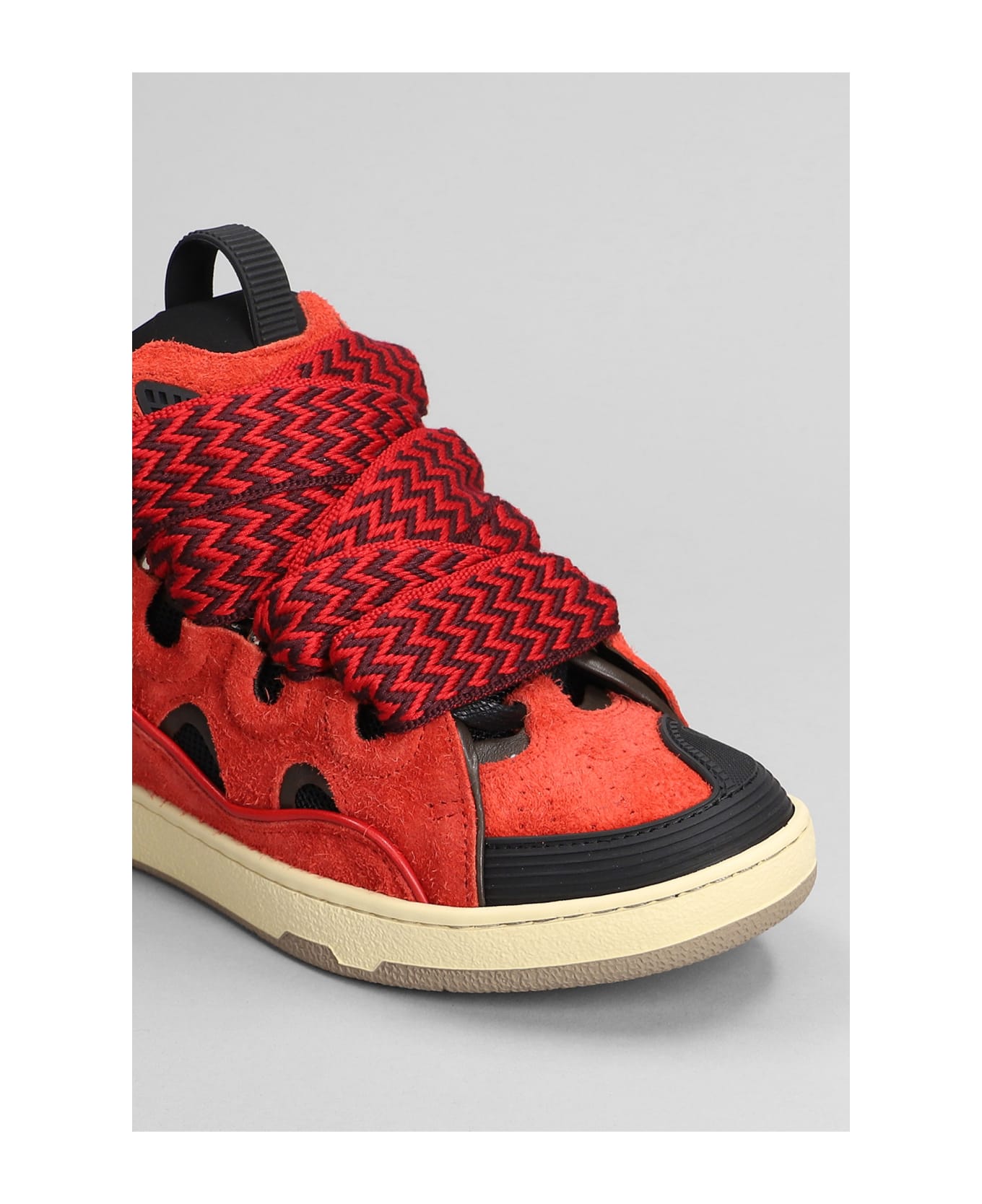 Lanvin Curb Sneakers In Red Suede - red