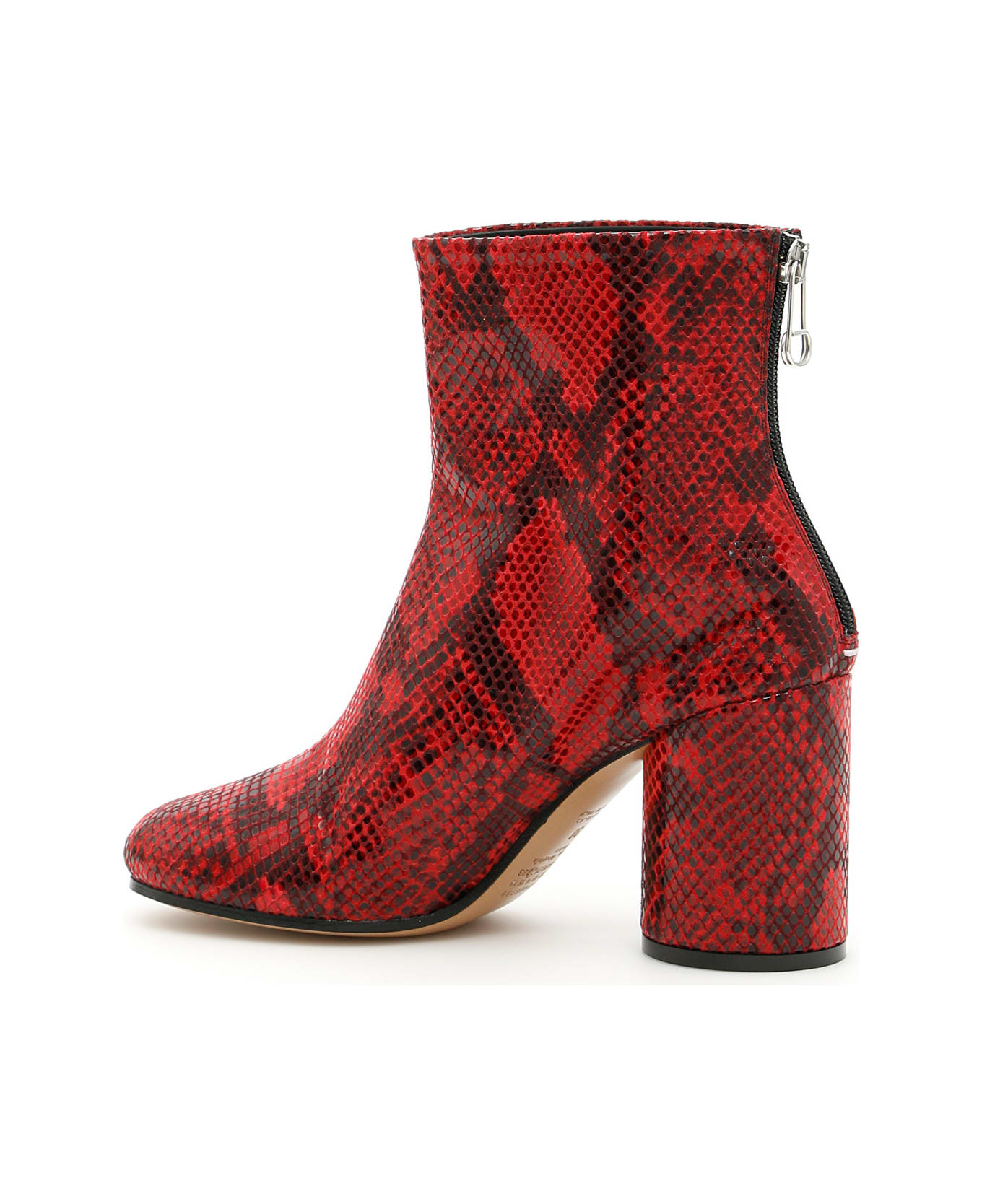 Maison Margiela Python Print Booties - RED|Rosso