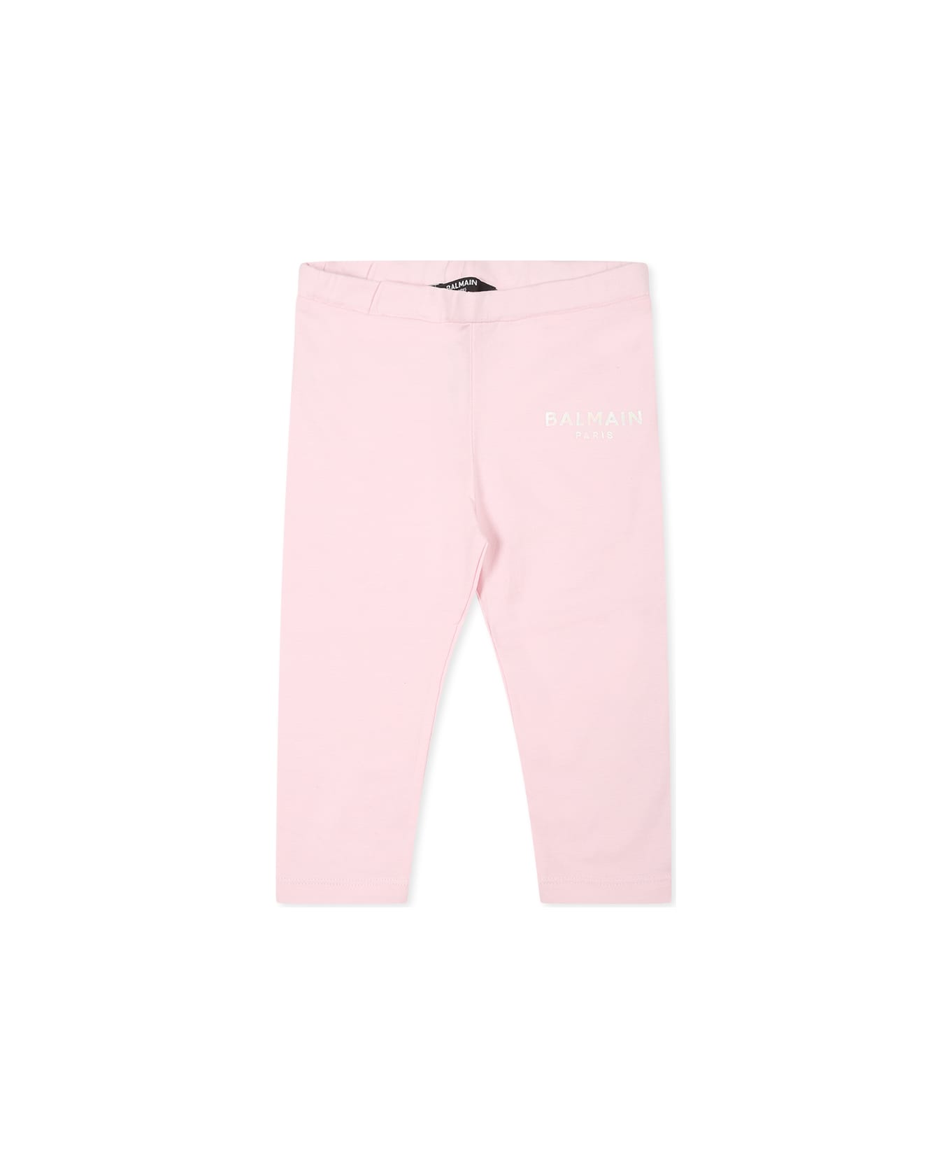 Balmain Pink Leggings For Baby Girl With Logo - Pink