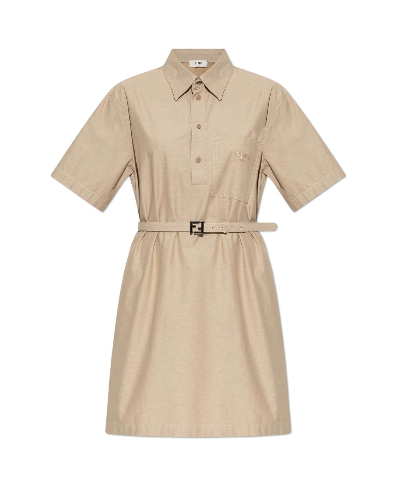 Fendi Dress With Belt - Beige