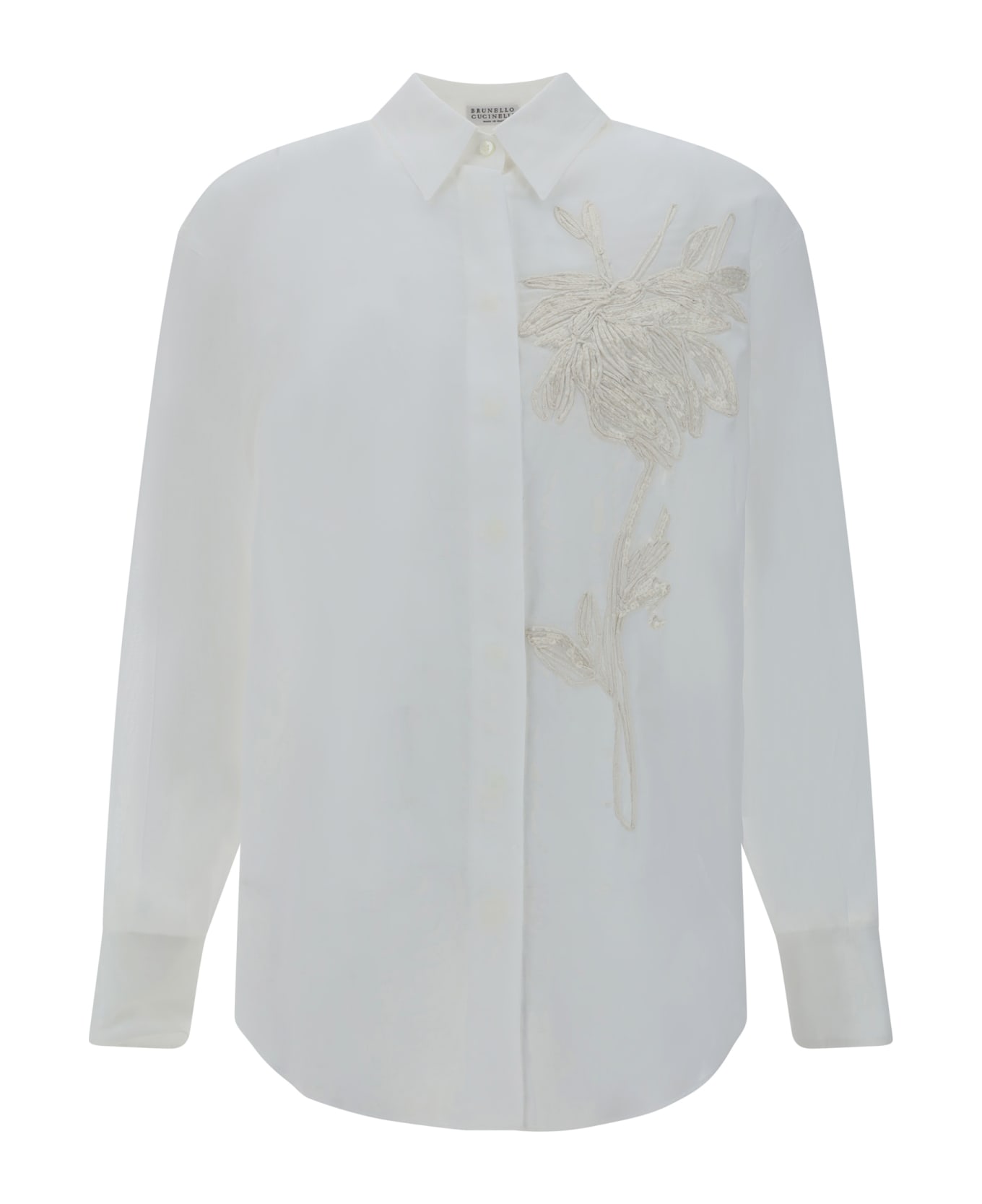 Brunello Cucinelli Floral Embroidery Shirt - Bianco Ottico シャツ