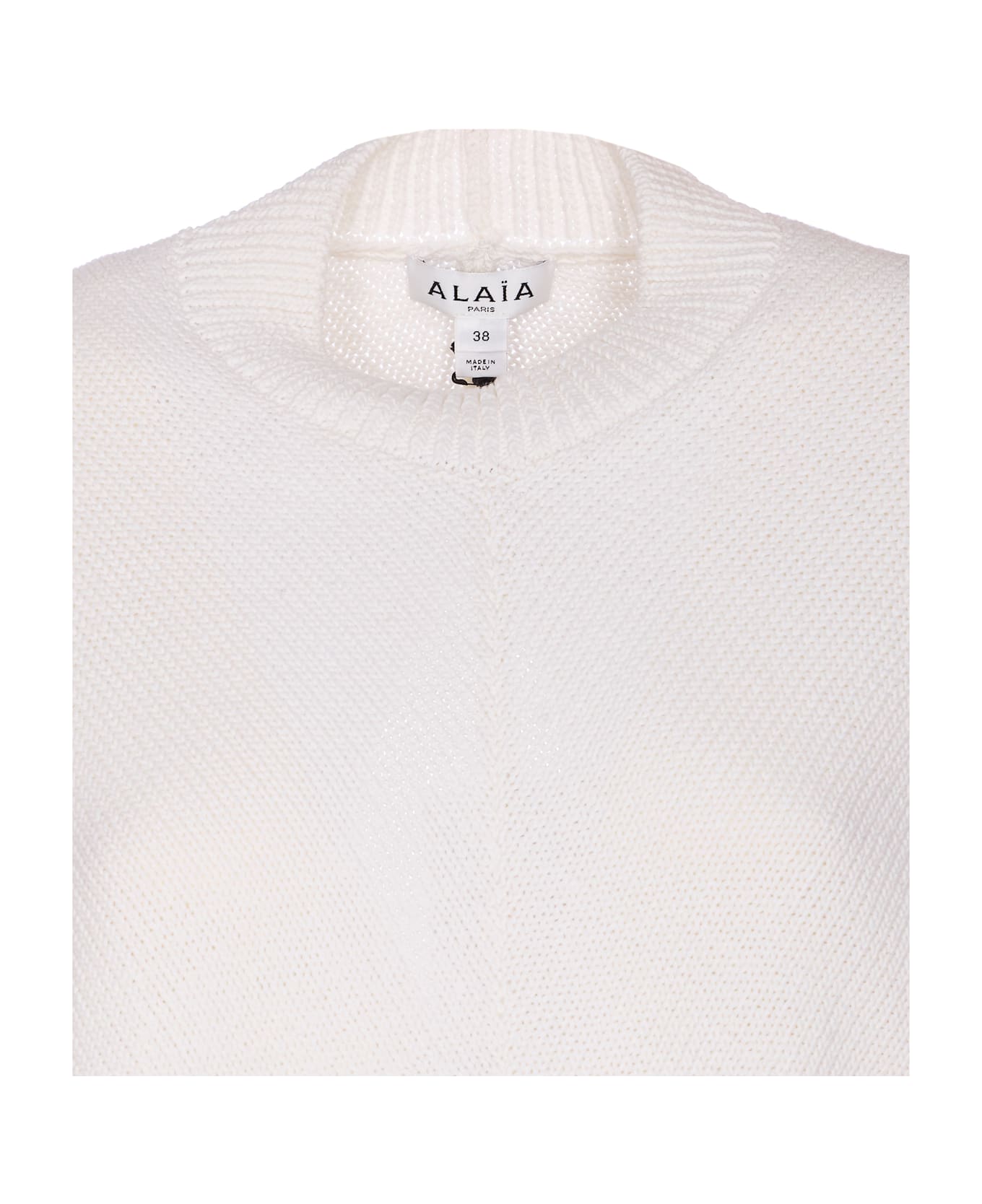 Alaia Open-back Pullover In Cotton And Linen Knit - White