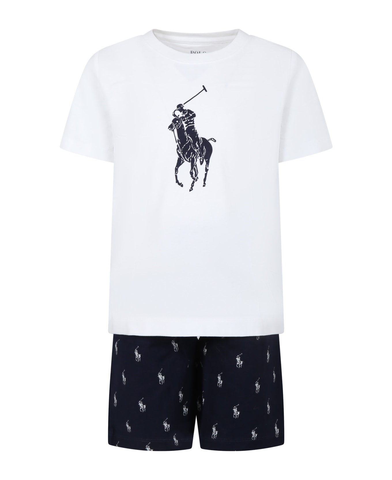 Ralph Lauren Blue Pajamas For Boy With Pony - Blue ジャンプスーツ