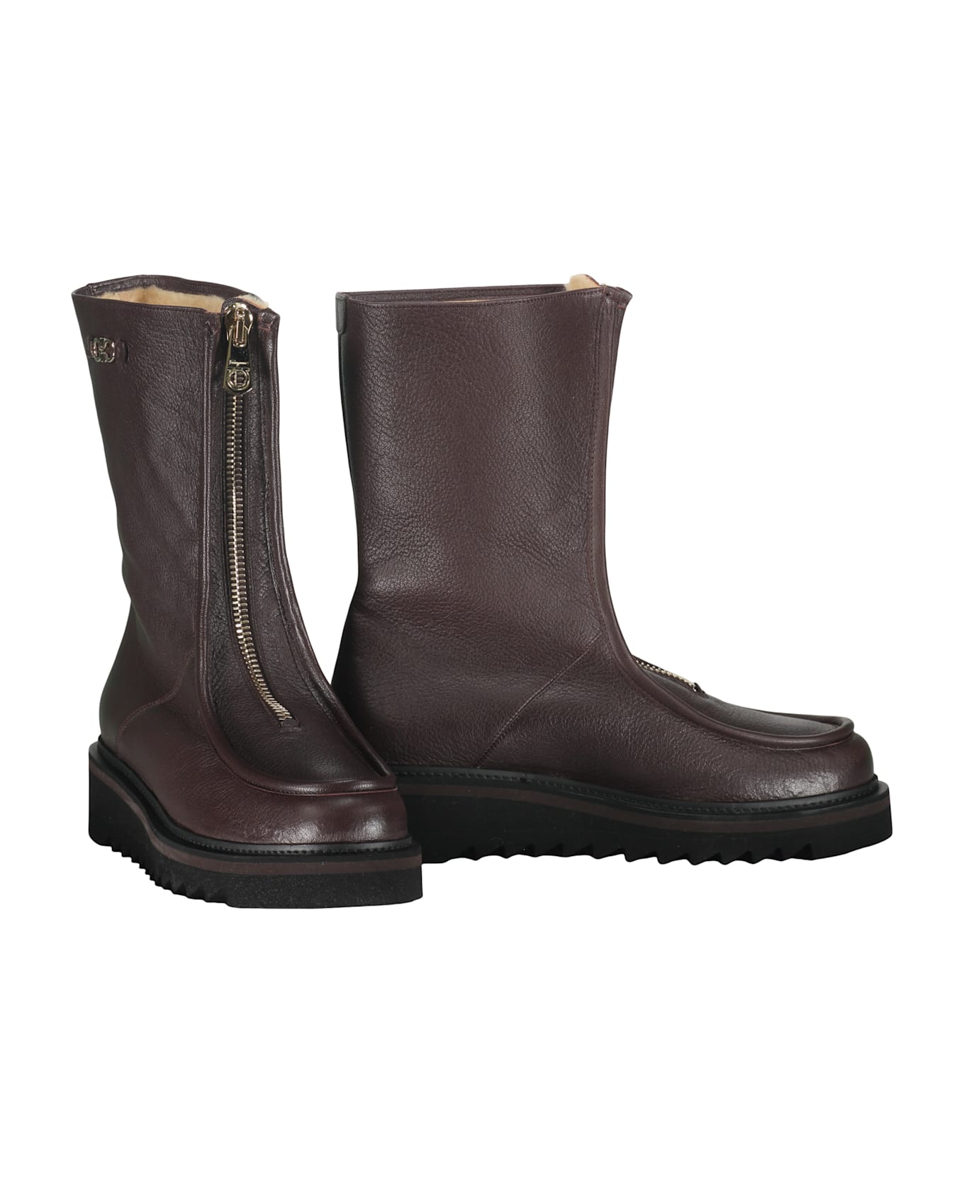 Ferragamo Leather Ankle Boots - brown ブーツ